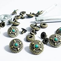 Vista 8 de Juego de 10 botones a presión de cuero de 0.67 pulgadas (0.669 in), cierre de presión de bronce para broches de cuero y kit de cierres, broches