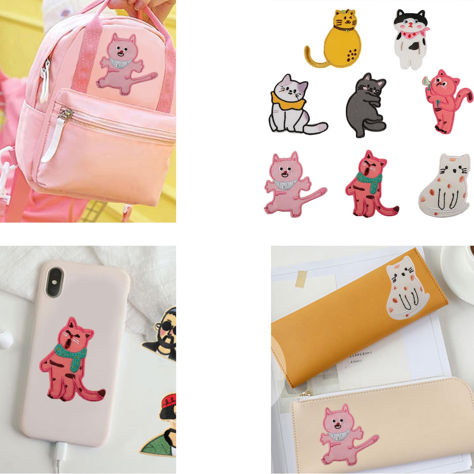 Parches de Tela con temática de Gatos, Bordados, Apliques, reparación, Costura, Suministros para Decorar, Accesorios de Prendas Bordados
