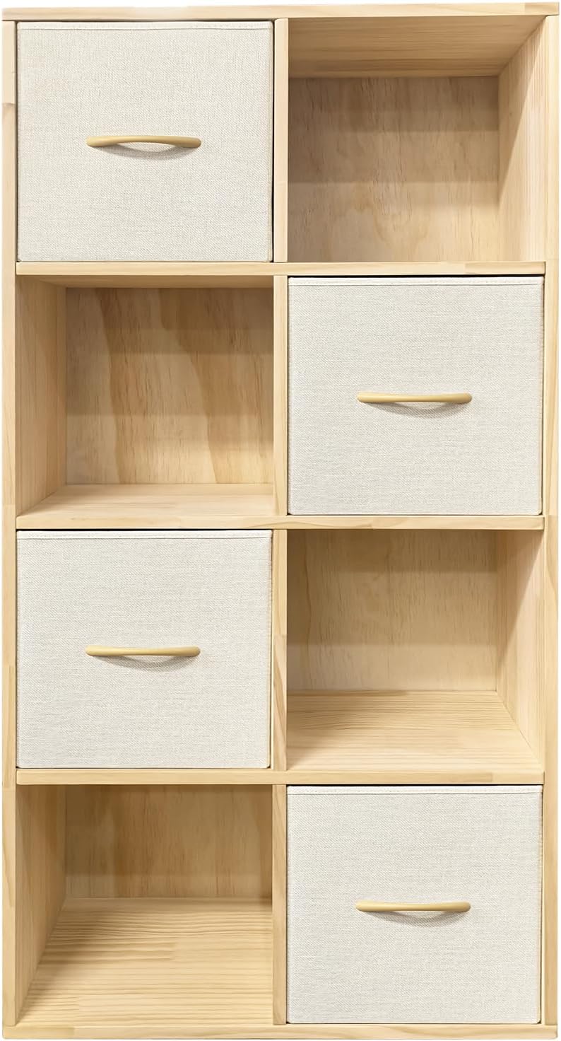 8 Cube Storage Organizer Solid Wood Bookshelf with 4