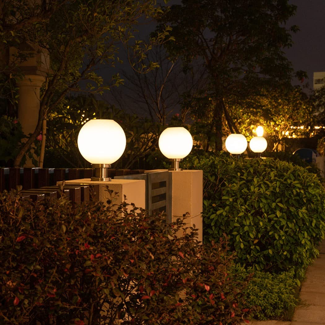 Lampada Solare Lampada da Esterno per Testata Recinzione Lampada da Giardino Lampada da Cancello a Sfera per Uso Domestico Impermeabile Super Luminoso Lampione da Strada Solare Luci da Esterno (Size :