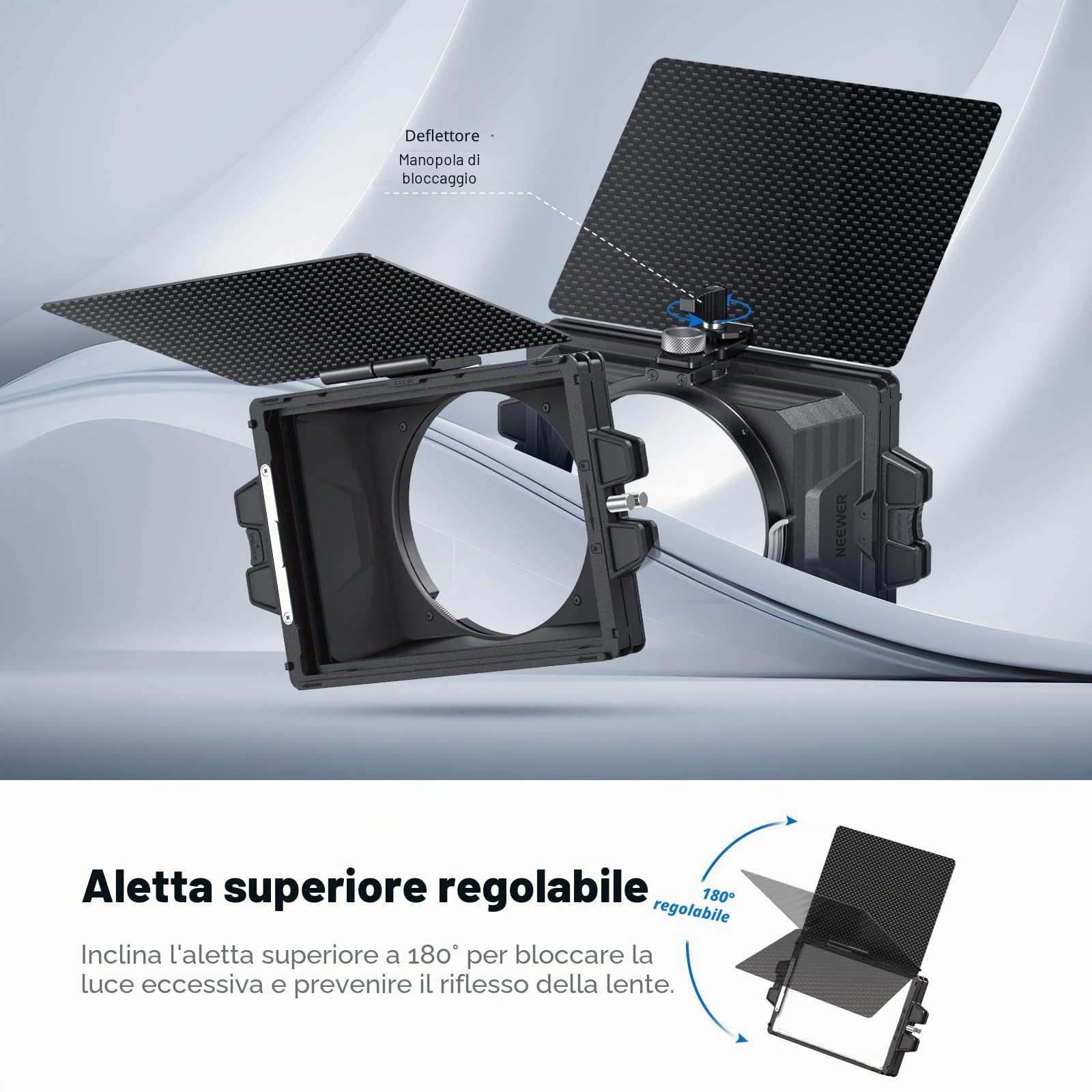 NEEWER Mini Matte Box con Due Coinici per Filtri da 4"x5,65", 4 Adattatori per Lenti Circolari, Compatibile con SmallRig Accessori Compatibile con K&F NISI TIFFEN NEEWER Filtro Cinematografico, PG002