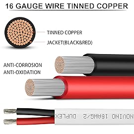 16 Gauge Marine Wire,15ft 16 AWG 16/2 Duplex Marine Grade Wire Tinned Copper Boat Electrical Cable for Automotive Boat Speakers RV Solar Outdoor