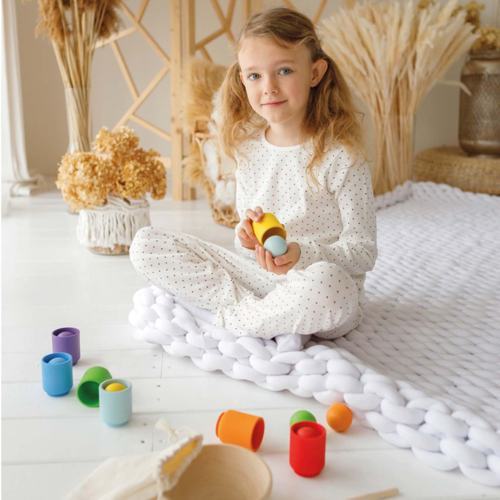 Minifinker Anneaux empilables en bois Jouets empilables de tri en bois