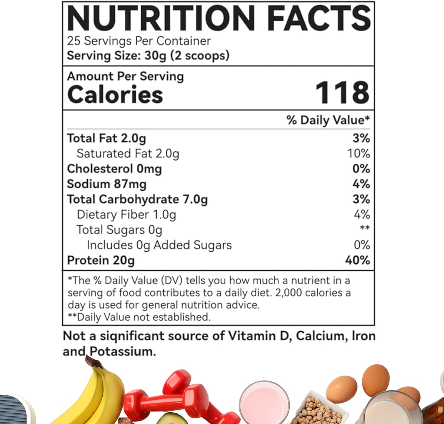 Vanilla Protein Powder – Support Muscle Growth, Recovery, and Overall Wellness - GMO, Soy Gluten and Sugar Free, 20g of Protein per Serving - 25 Servings, 750g