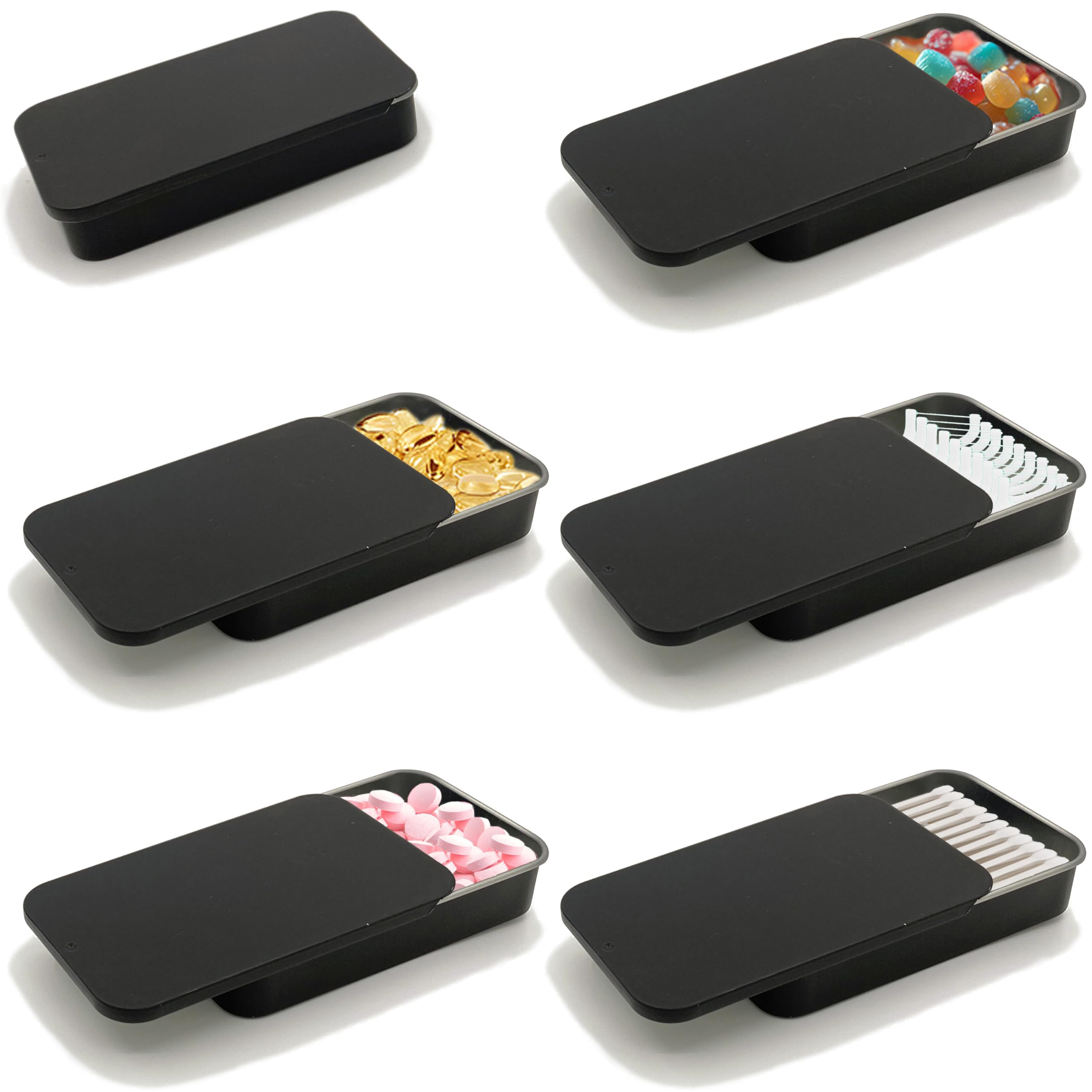 6 pezzi portatile piccolo batuffolo di cotone dispenser scatola di metallo contenitore con coperchio scorrevole, stuzzicadenti contenitori per viaggi