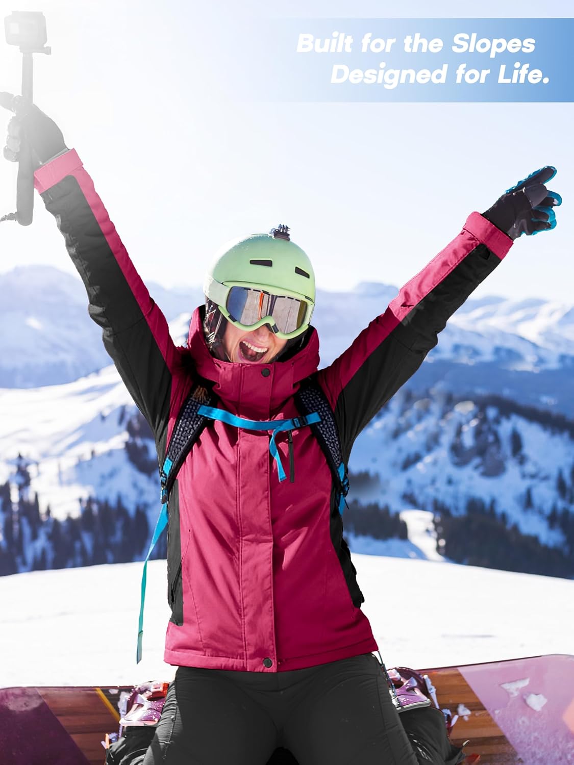 FREE SOLDIER Women's Waterproof Ski Snow Jacket Fleece Lined Warm Winter Rain Jacket with Hood Fully Taped Seams - Image 6