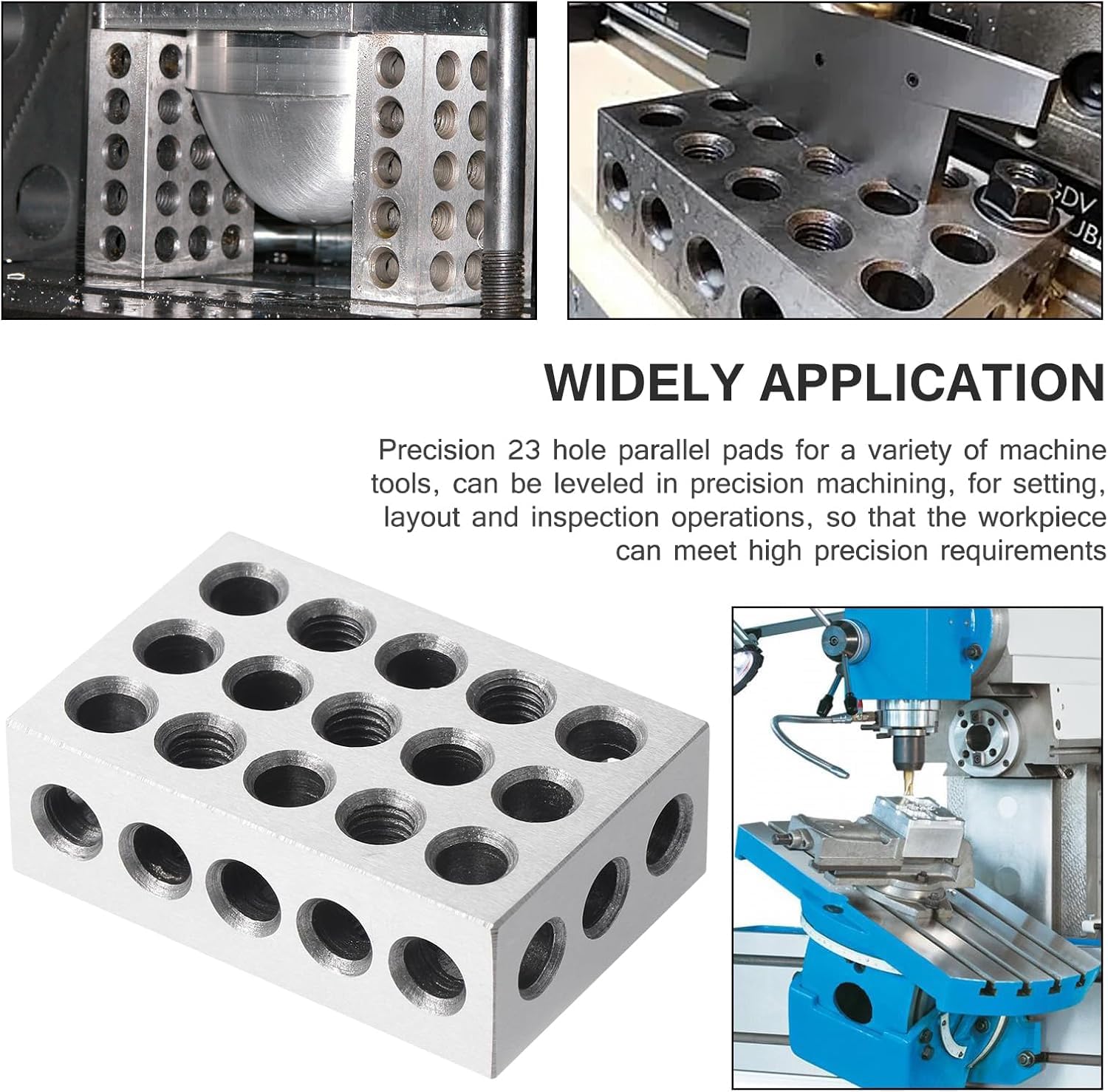 Blocs Parallèles, 2 Pièces 1-2-3 Bloc De Précision Blocs De Serrage, 0,0001" 23 Trous Fraisage Parallèle Bloc De Serrage Outils De Tour De Precision Pour Fraiseuse, Machines-Outils