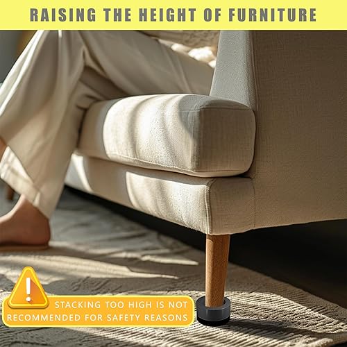Miniatura 6 de DCWGAQ, Elevadores de cama de 2 pulgadas, elevador redondo para muebles, altura de elevación de muebles doble ajustable de 2 pulgadas, soporta hasta