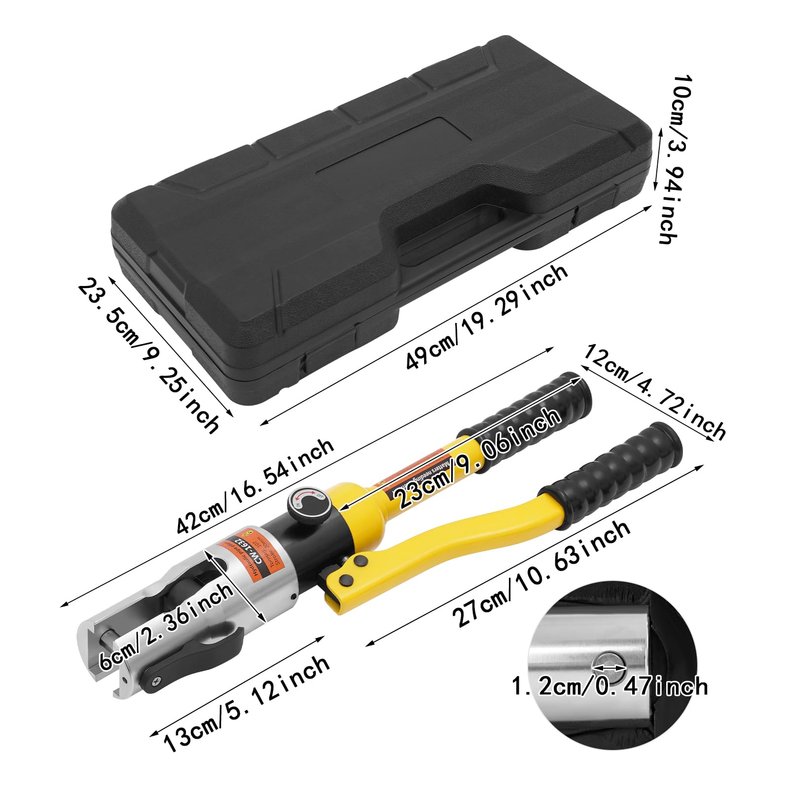 Pinza idraulica TH & M contorno M12/15/18/22/28+TH16/20/26/32 per tubi in alluminio, tubi in plastica, tubi PEX, tubi multistrato, estremità del cavo, connettori nudi e crimping esagonale