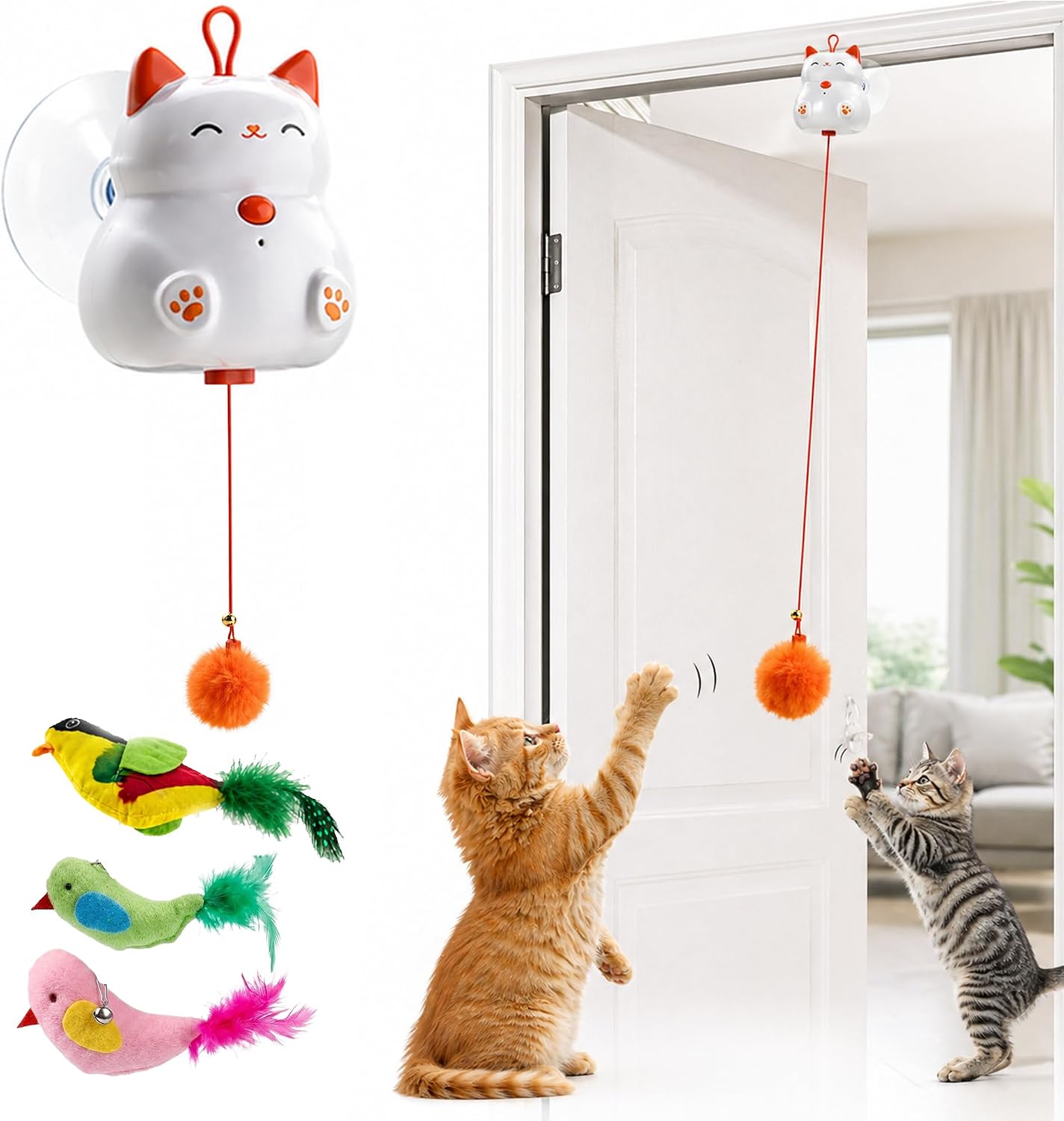 Indira Interactive Cat Toy – Automatic Moving Cat Toy with Birds & Ball, Cat Toys for Bored Indoor Adult Cats, Stimulating Cat Toys, Cat Interactive Toys for Indoor Cats Rechargeable