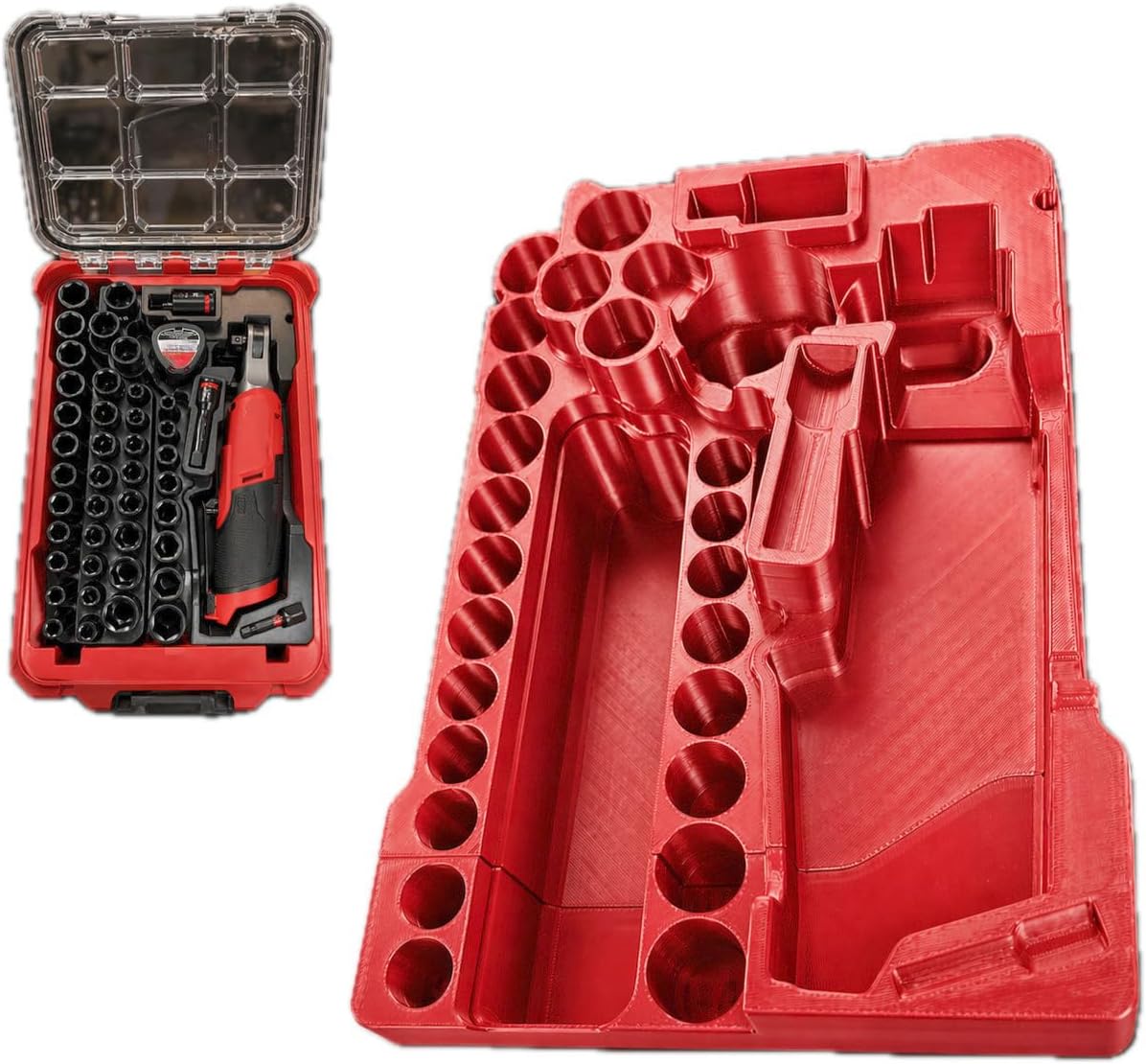 M12 FUEL 3/8 High Speed Ratchet 2567-20 & 43PC Socket Set 49-66-7009 Insert Organizer Compatible with Milwaukee Packout 48-22-8435