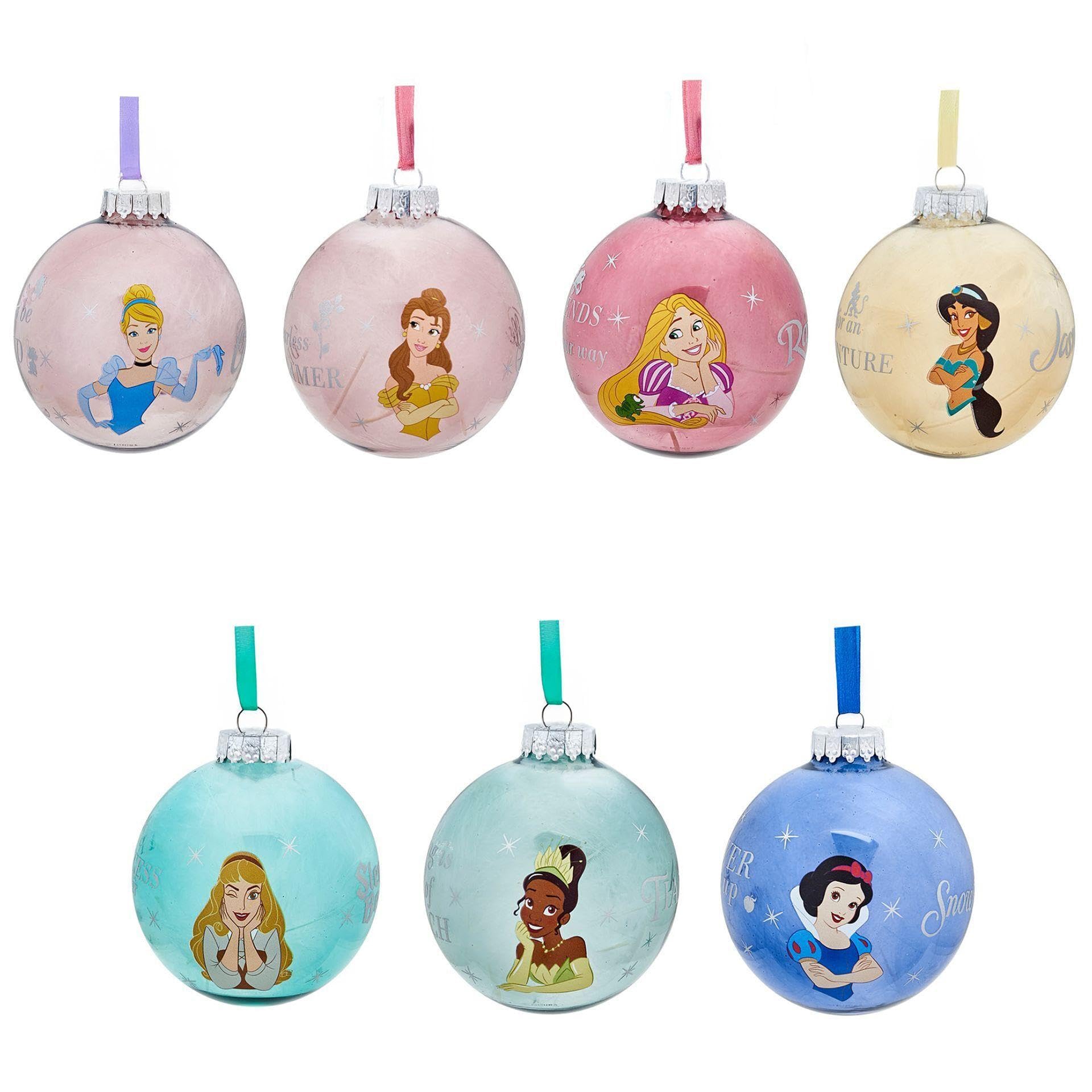 Widdop And Co Multicolor Disney Set Of 7 Princess Christmas Tree Baubles