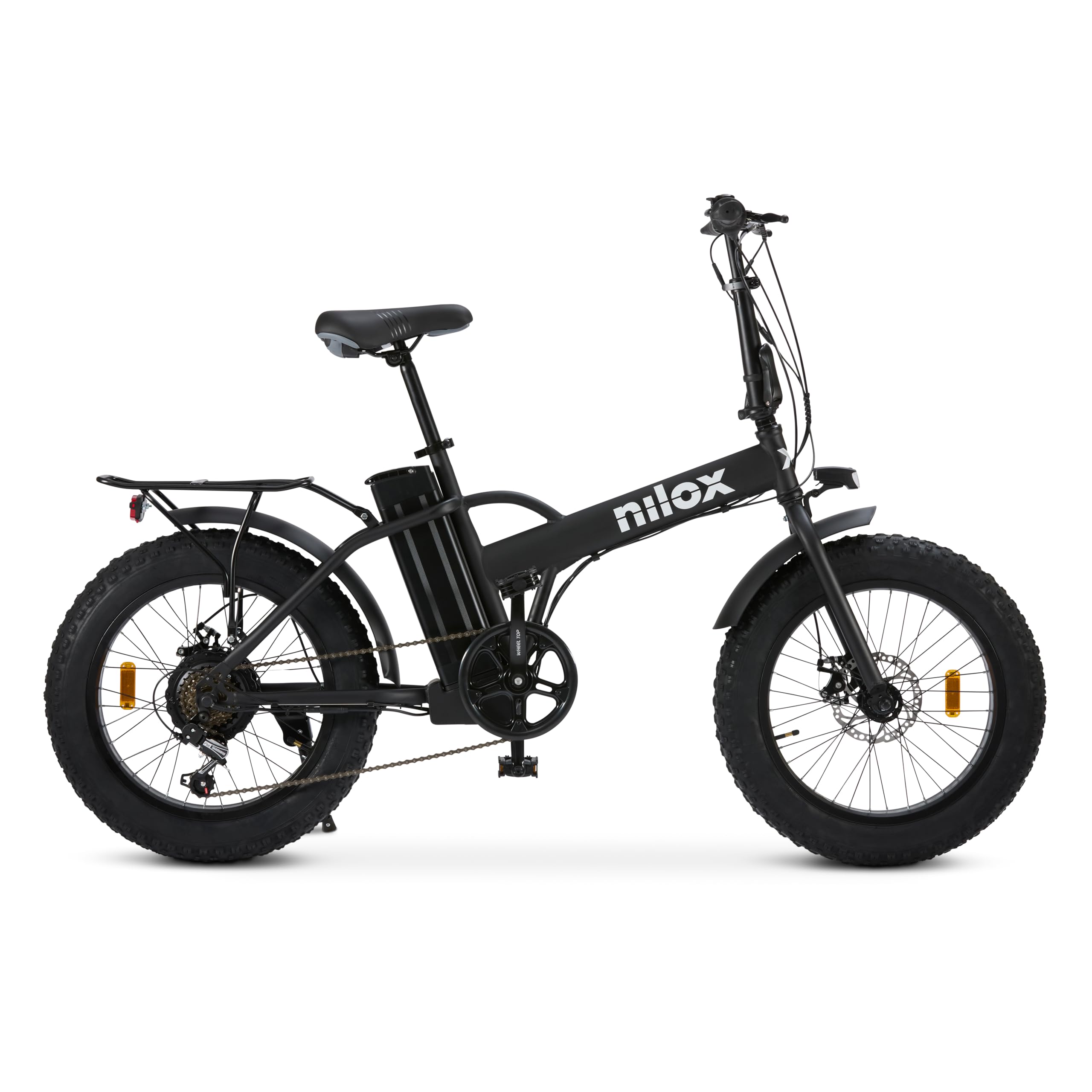 Nilox, Ebike X5 Pro, Bicicleta eléctrica, hasta 60 km de autonomía, hasta 25 km/​h, Motor de 36 V/​250 W y batería extraíble de 36 V-​10 Ah, neumáticos Fat de 20" x 4", Caja de Cambios de 6 velocidades