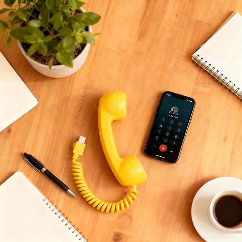 Miniatura 6 de Teléfono retro, modelo 2026 compatible con iPhone, conexión con cable tipo C, hecho de material ABS, adecuado para teléfonos móviles y computadoras