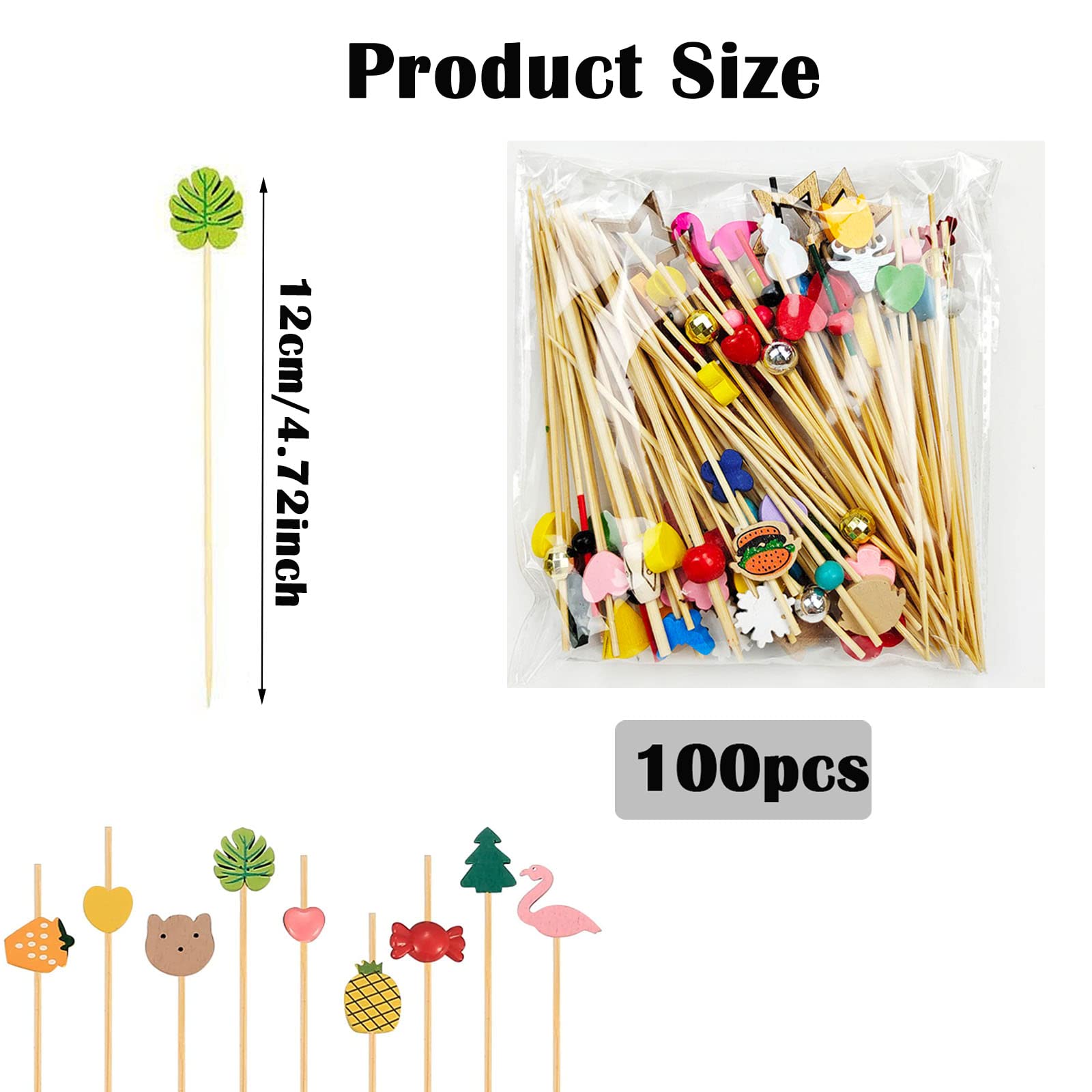 SoundZero 200 Pièces Bambou Bois Bâton De Cocktail, Cure Dent Decoratif