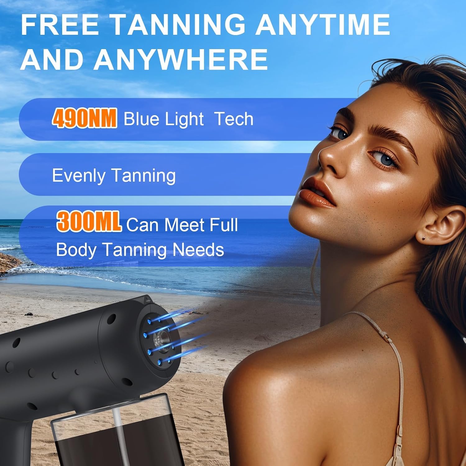 2 Adjustable Speeds for Streak-Free Body & Face Spray Tan Machine,Self Tanning Spray Gun Kit - Spray Tan Gun Self Tanners Rechargeable Machine Suit For DIY, Beach, Travel,Mobile Tanning