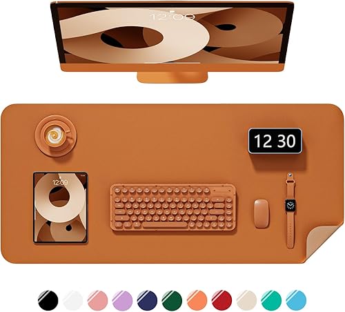 Miniatura 8 de Alfombrilla de escritorio, 60 x 35 cm, de piel sintética, antideslizante, alfombrilla grande para mouse para escritorio, impermeable, almohadilla de