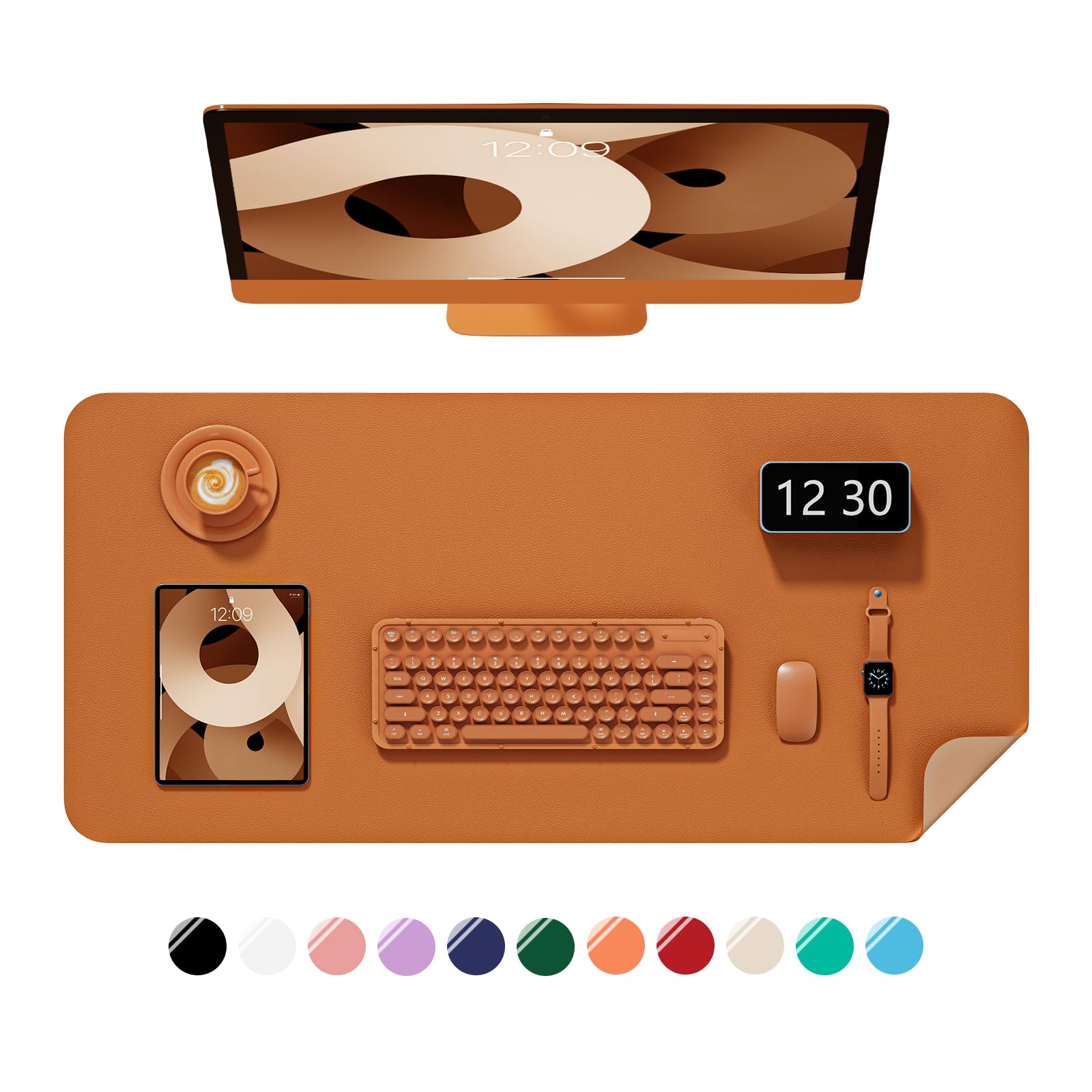 Niniubye Desk Pad, 23.6" x 13.8" PU Leather Non-Slip Desk Mat Large Mouse Pad for Desktop, Waterproof Laptop Computer Writing Mat for Office, Home,