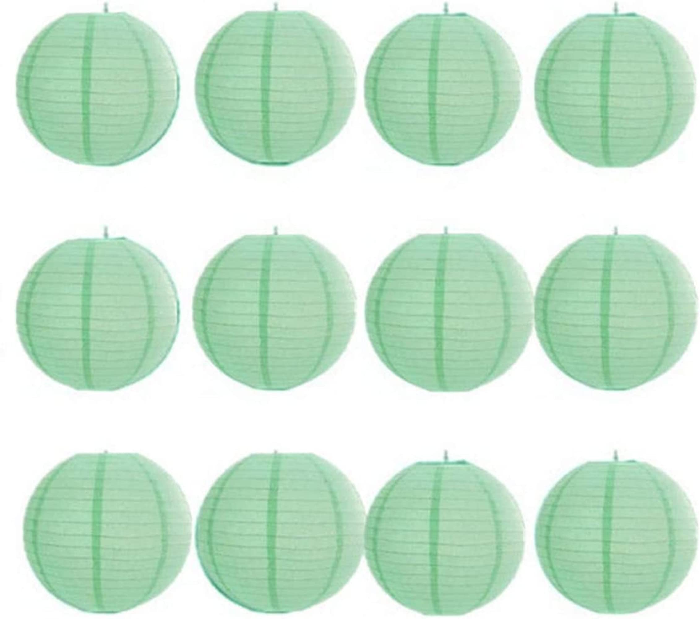 A Liittle Tree 12 PCs Round Paper Lanterns Wedding Party Christmas New Year (Mint, 12")