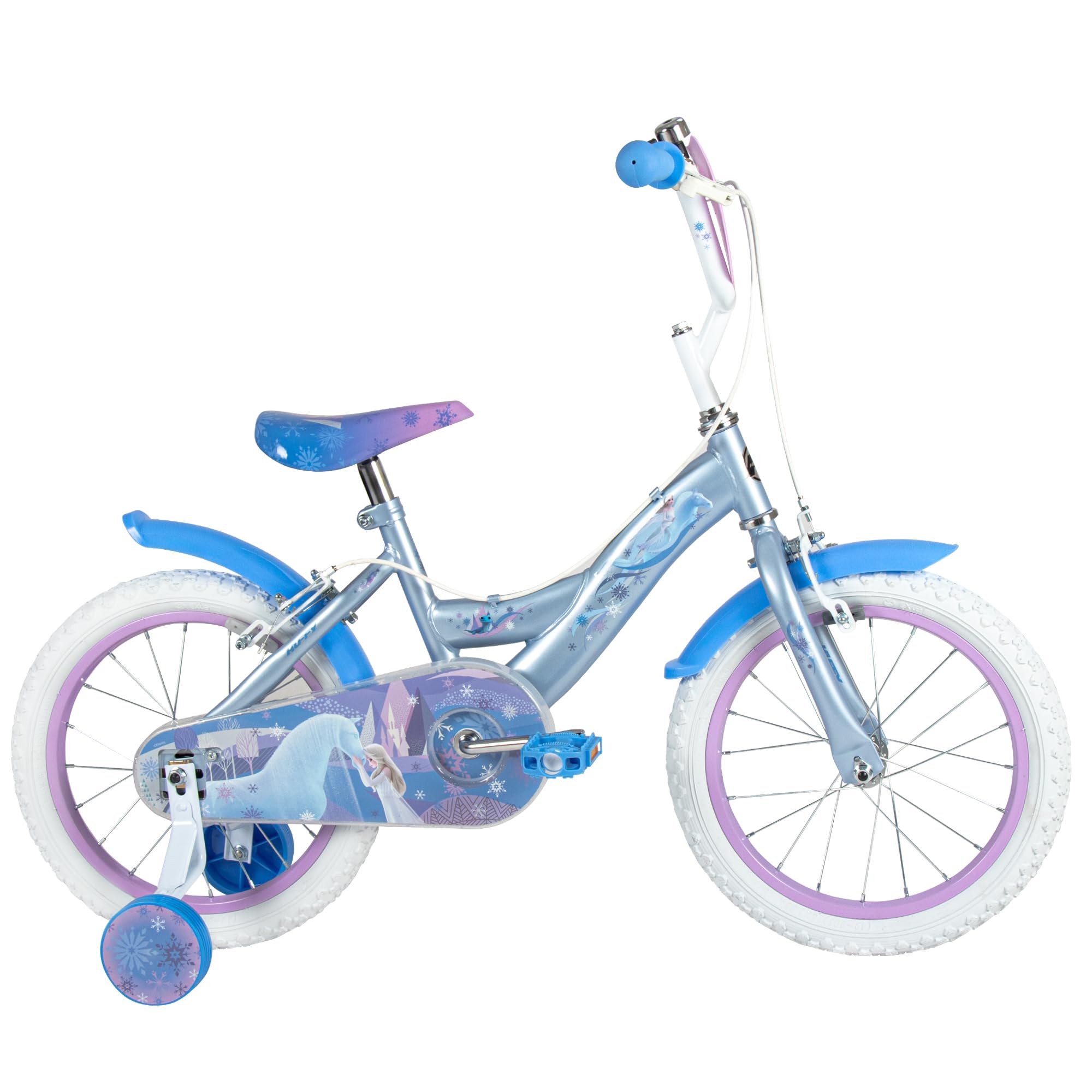 Huffy Vélo Enfant Disney La Reine des Neiges 16" 4-6 Ans Double Frein à Pince Stabilisateurs Amovibles Bleu