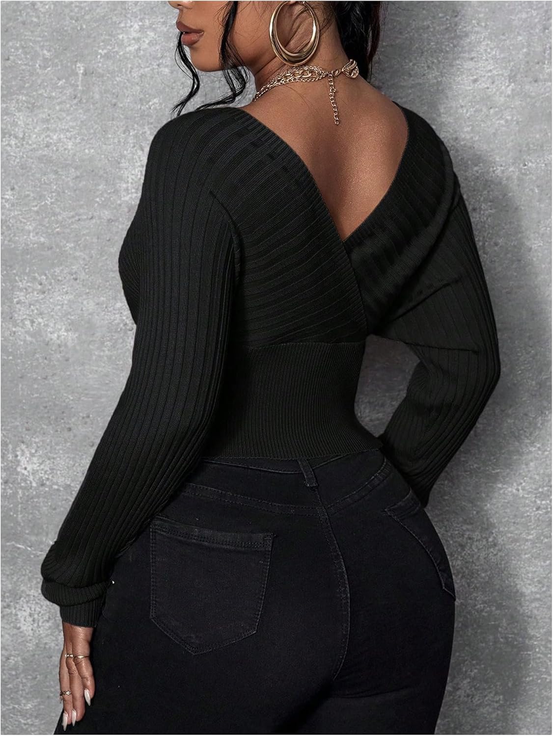 Verdusa Women's Plus Size Y2K Off The Shoulder Tops Cropped Sweaters Knit Pullovers