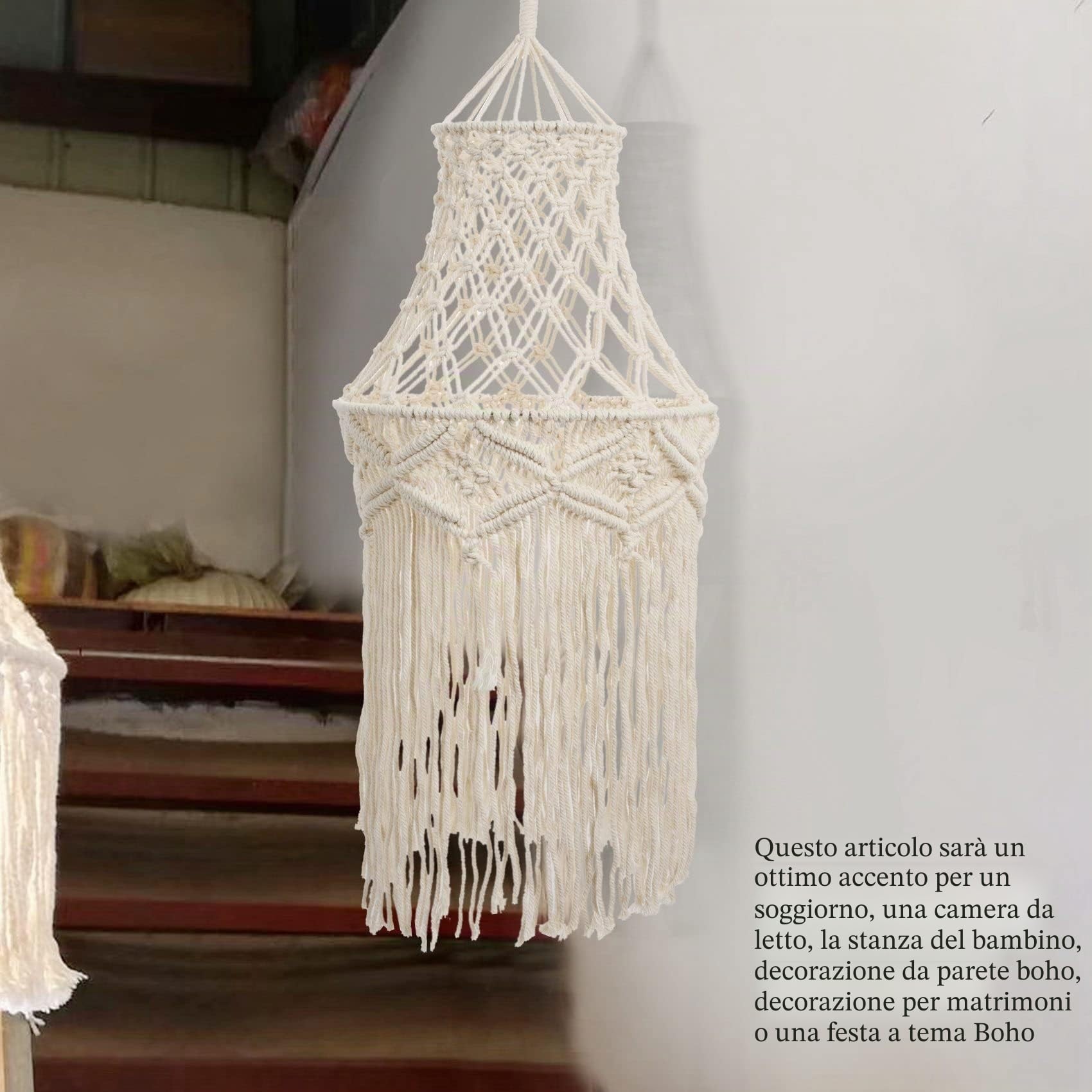 Jevina Paralume macramè a pendolo moderno per camera da letto, soggiorno, camera da letto, dormitorio bohémien