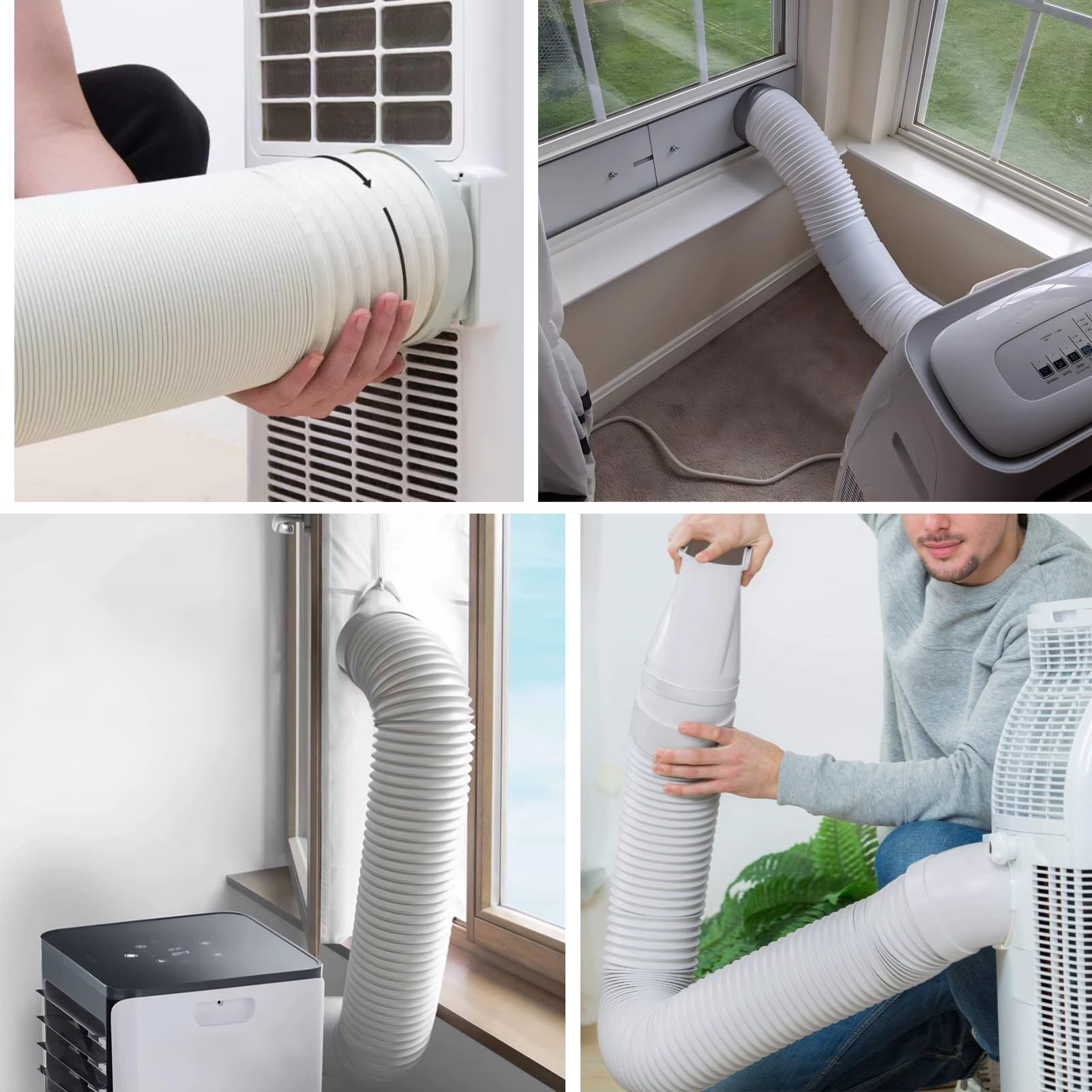 Manguera de Escape para Aire Acondicionado, Ø150mm, de Longitud, Flexible, Plegable y Estirable, Tubo de PP Reforzado con Alambre de Acero
