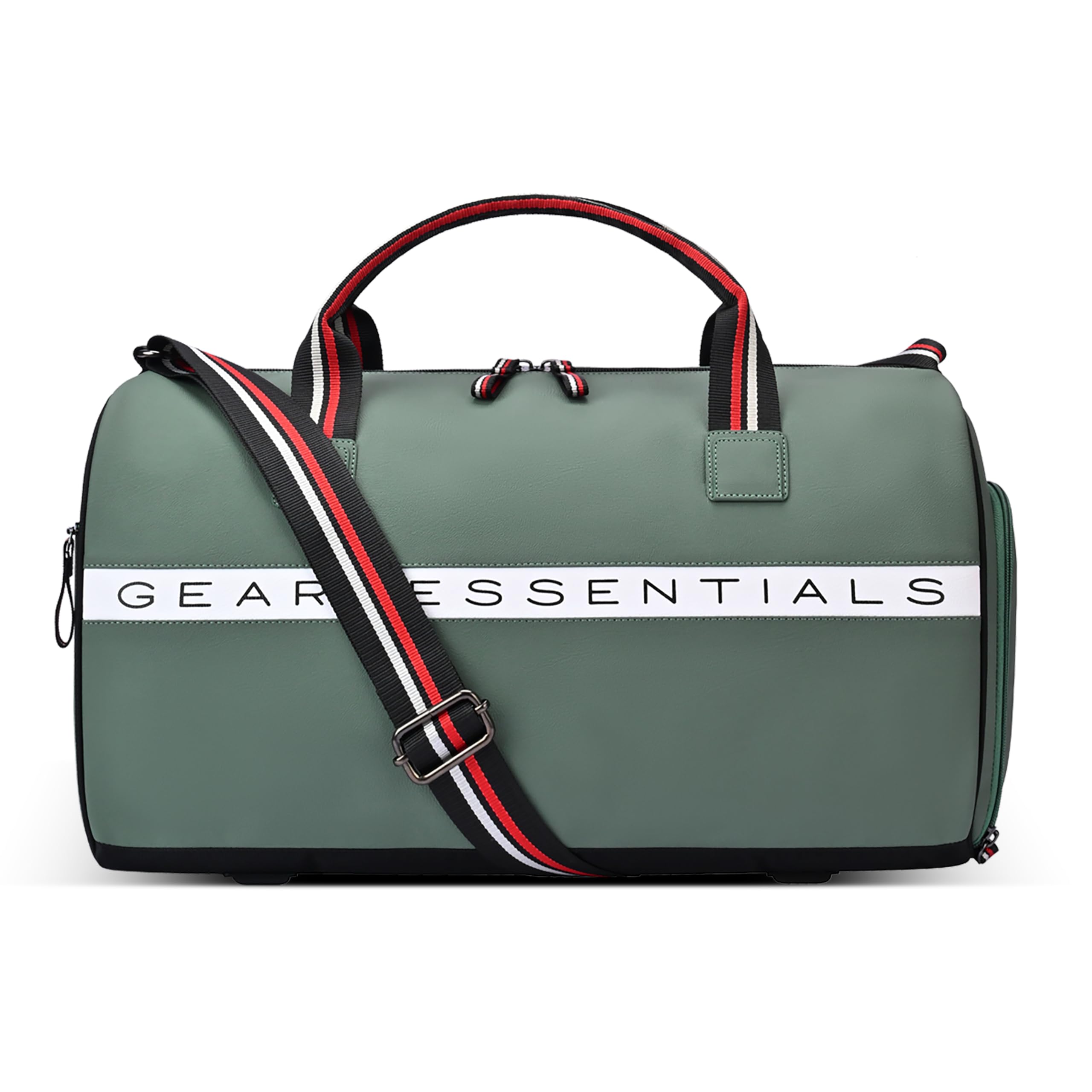 gear Essential 18"/30L Large Water Resistant Faux Leather Duffle Bag | Gym Bag | Travel Bag for Men/Women (Pista - Black)-picture-34