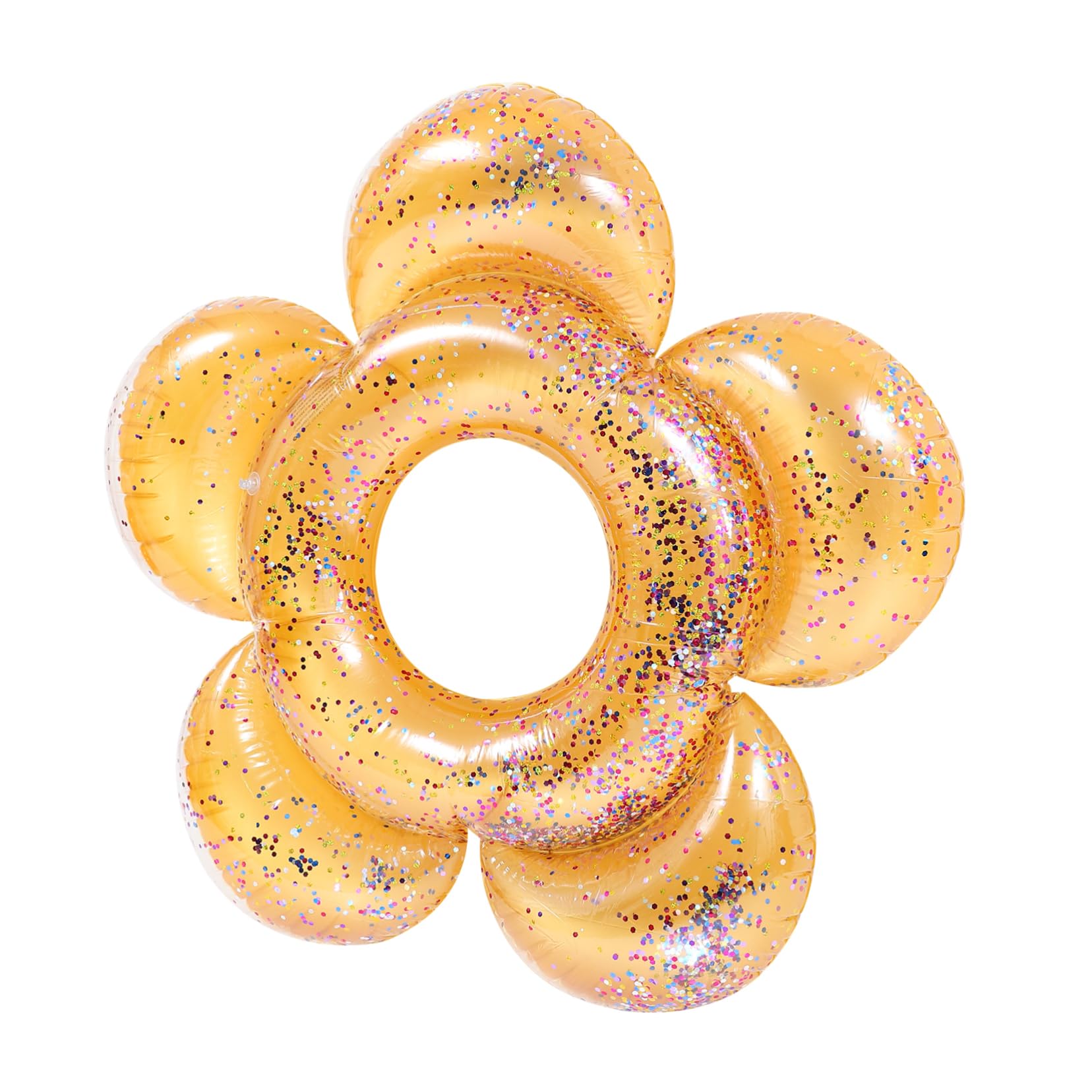 FOYTOKI Inflatable Sequin Flower Swimming Ring Light Compact Ideal for Pool Fun