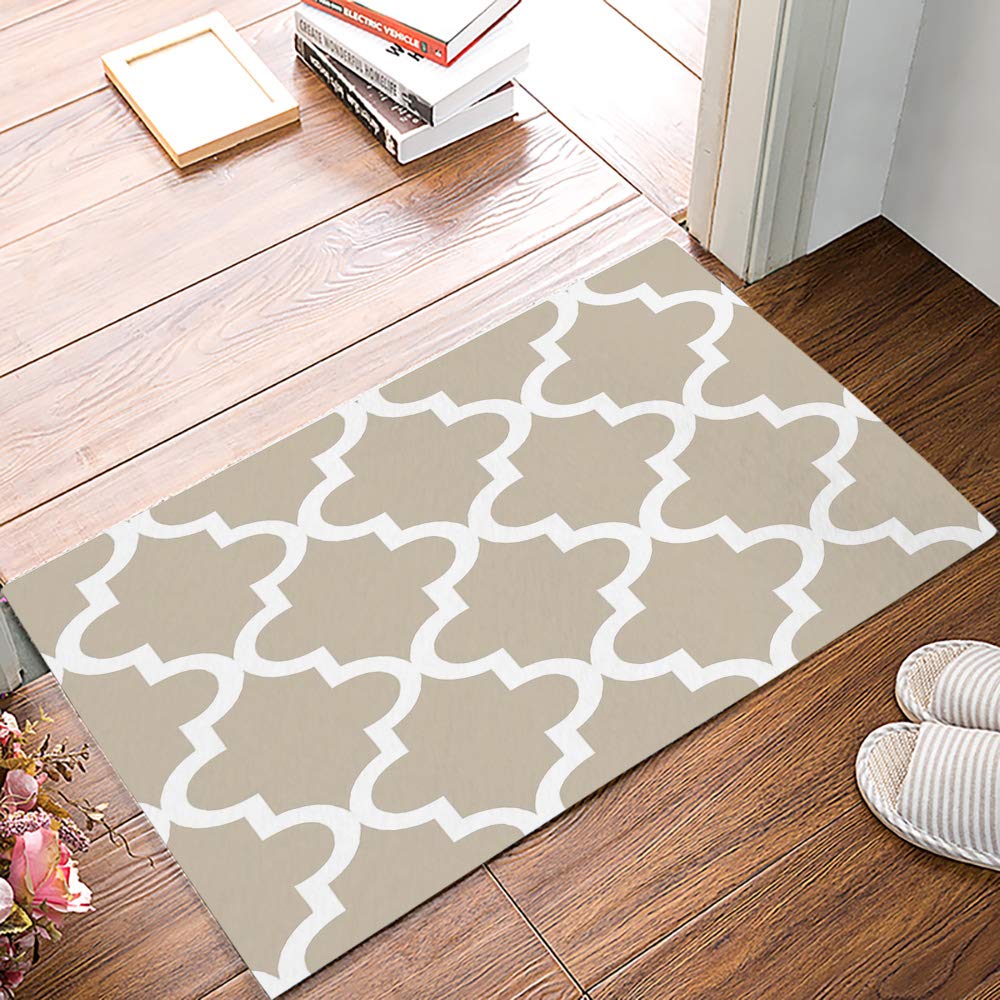 Welcome Doormat Entrance Door Mats Floor Rugs for Indoor Front Door Bathroom Kitchen and Living Room Bedroom Home Decor 16X24 Inch (Geometric Pattern Moroccan Tiles Design)