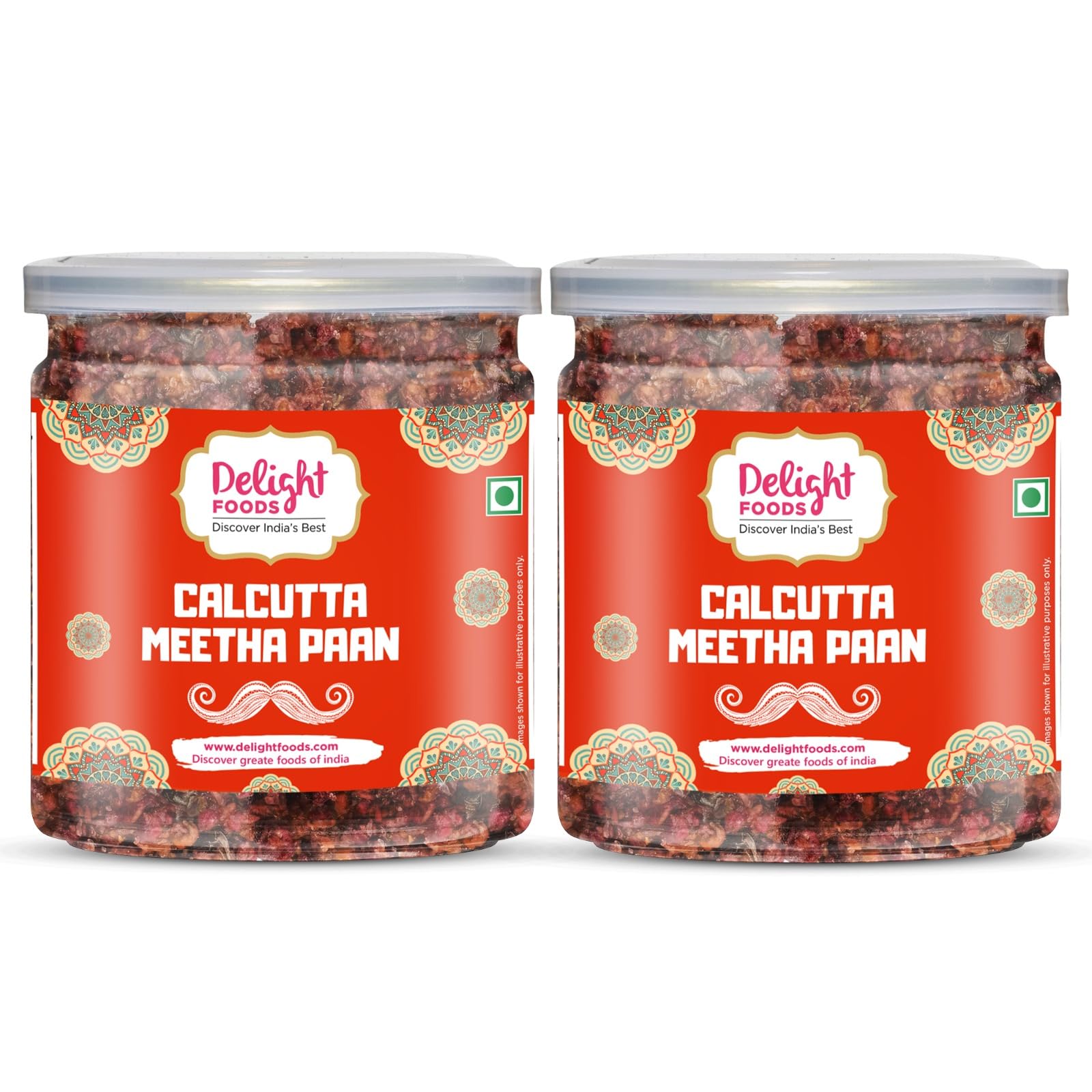 Delight Foods Premium Calcutta Meetha Paan Combo (300g x 2) | Mouth Freshener & Digestive, After Meal Snack | Made with Gulkand & Betel Leaf, Fennel | No Supari | Traditional Mukhwas, Sweet Paan & Refreshing