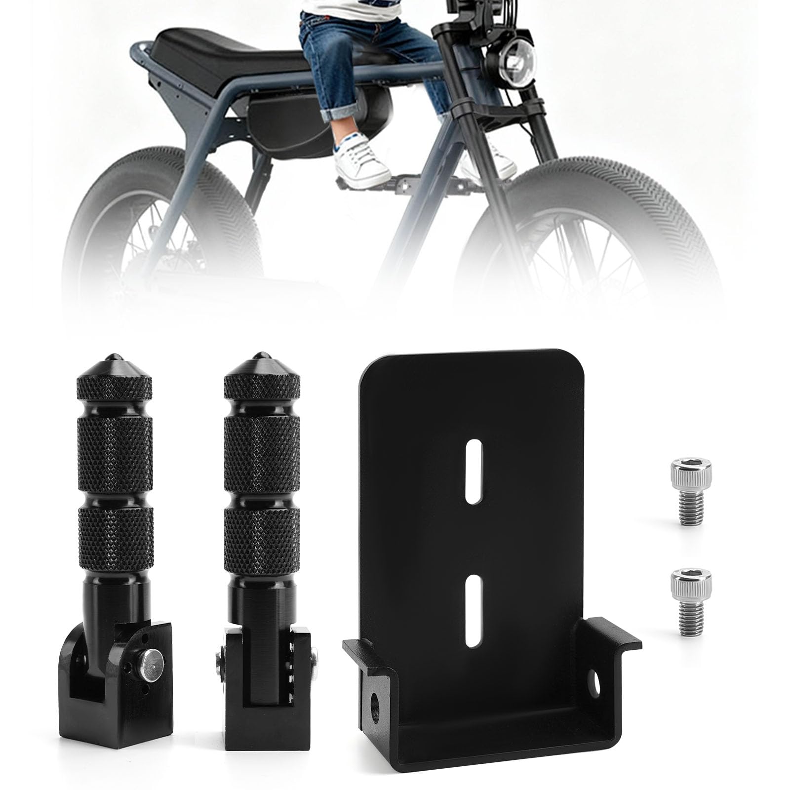 YIBEICO Foot Pegs for Super 73 S1/S2/RX/ZX, Folding Front Footrests Non-Slip Foot Pegs Pedal, Rack Peg Passenger Footpegs, Ebike Accesserios for Super 73