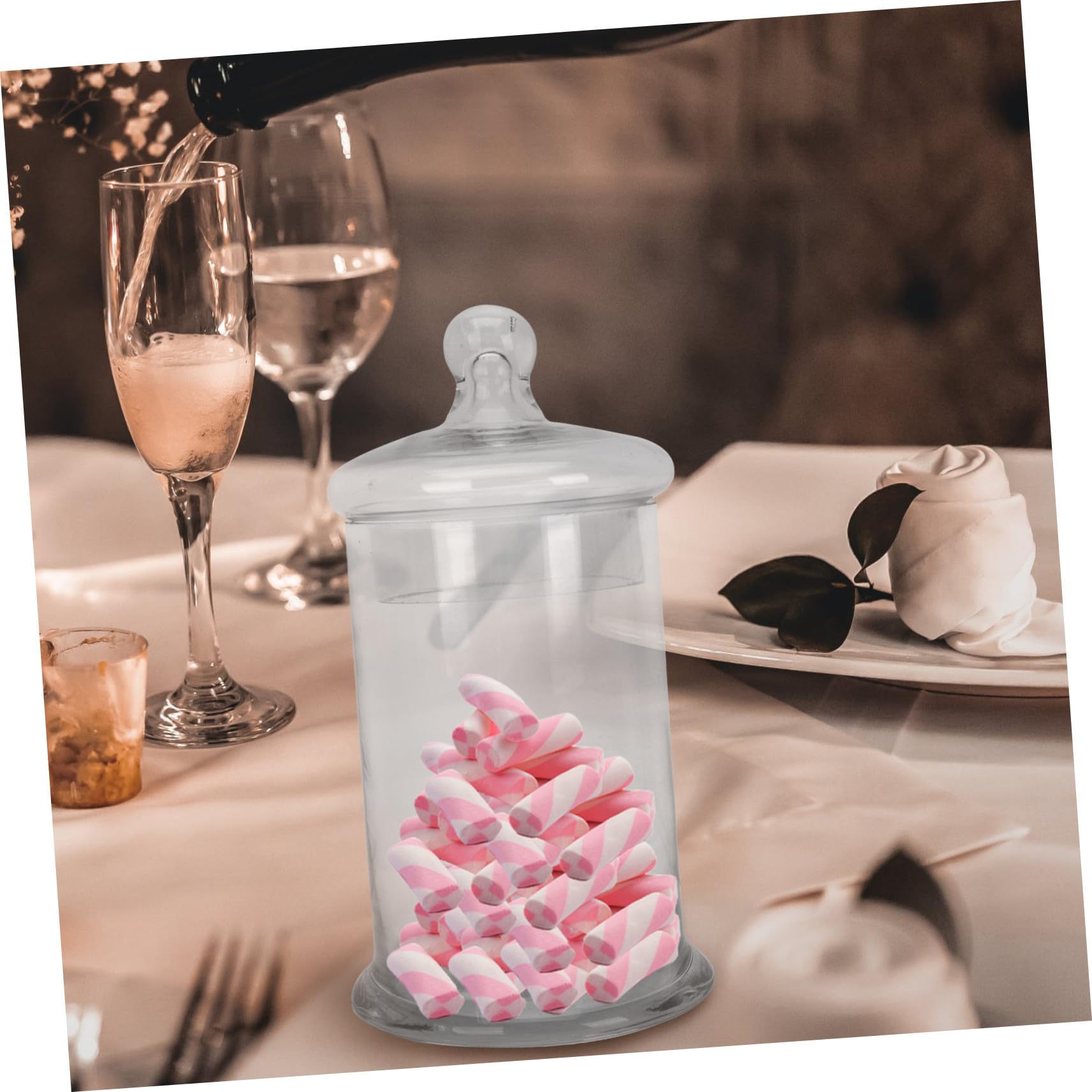 OUNONA Barattolo per Caramelle Trasparente in Vetro Contenitore Decorativo Multiuso per Dolci Biscotti e Confetti Classico Raffinato