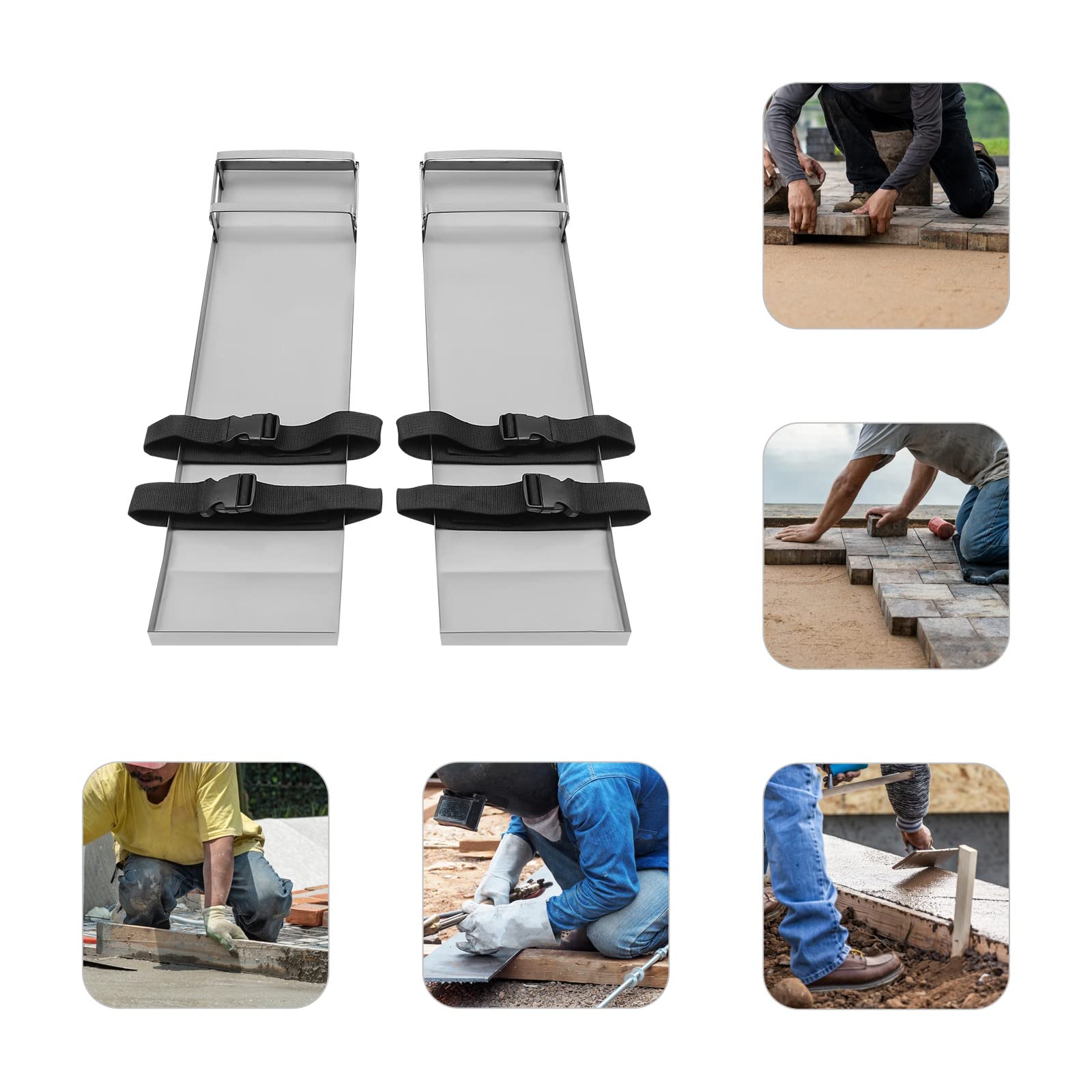 Genouillères | Genouillères Travail | Plaque de genou professionnelle pour travaux de béton | Acier inoxydable 201 | Plan de travail antidérapant | Design ergonomique | Sangles réglables (30 x