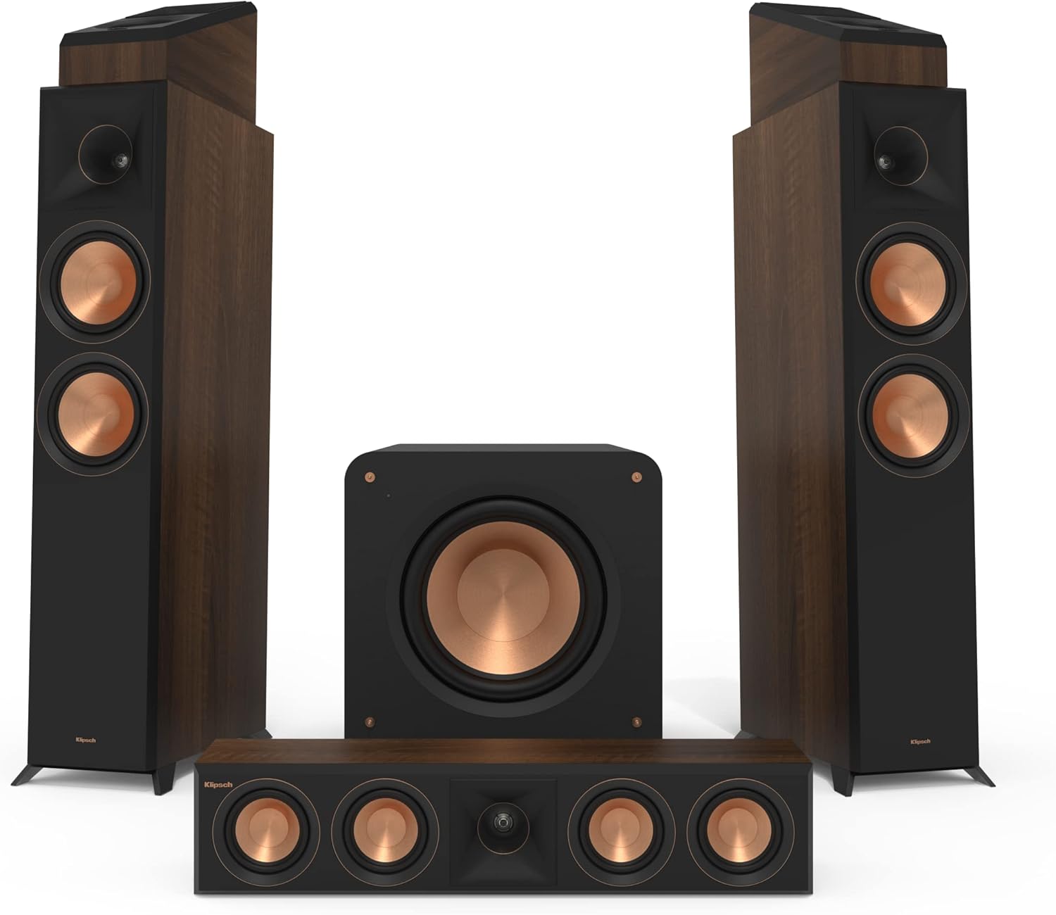 Klipsch 5.1 Walnut System - Model RP-6000F II, RP-404C II, RP-500SA II, RP-1200SW