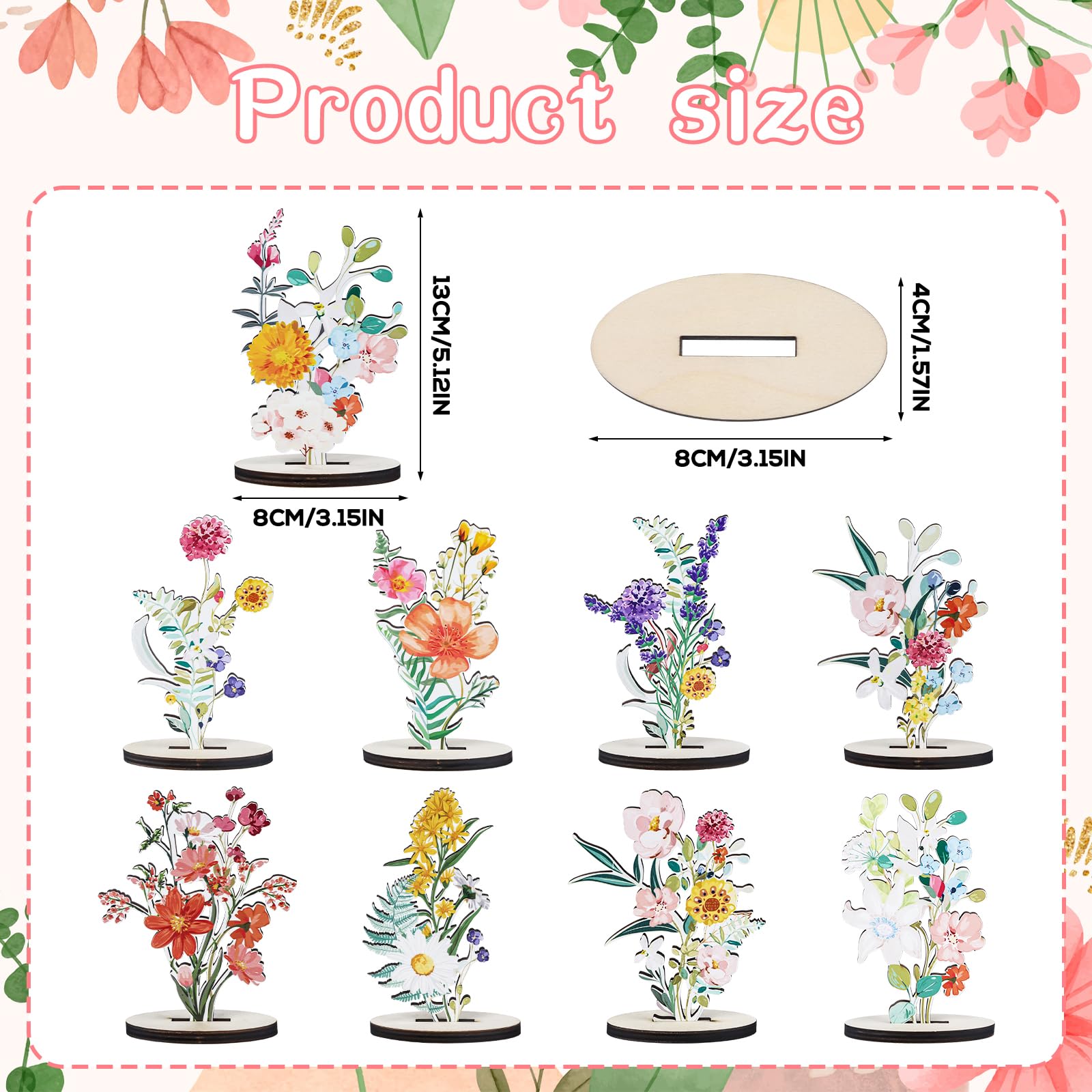 refavor Wooden Wildflower Party Decorations - 9PCS Flower Birthday Table Sign Decor Wooden Baby in Bloom Baby Shower Decorations Wildflower Baby Shower Decor Supplies Floral Party Wedding Decoration