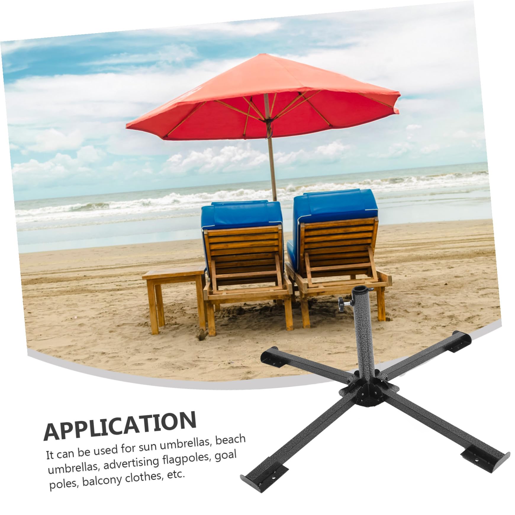Przenośny stojak na parasol plażowy, składana żelazna podstawa do parasola ogrodowego, trwały i łatwy do przenoszenia na kemping i do użytku na zewnątrz, idealny do wsparcia osłony przeciwsłonecznej