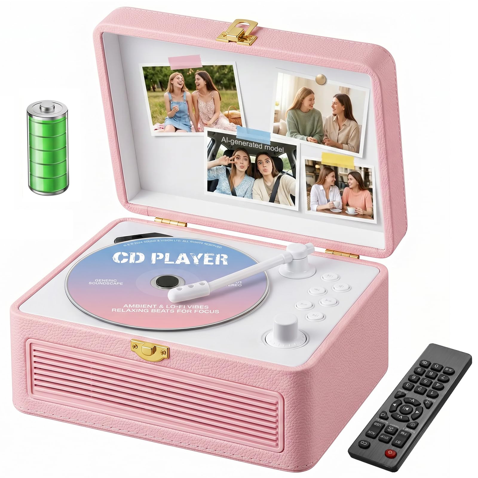 Gueray Portable CD Player with Bluetooth 5.4, 3600mAh Rechargeable Battery