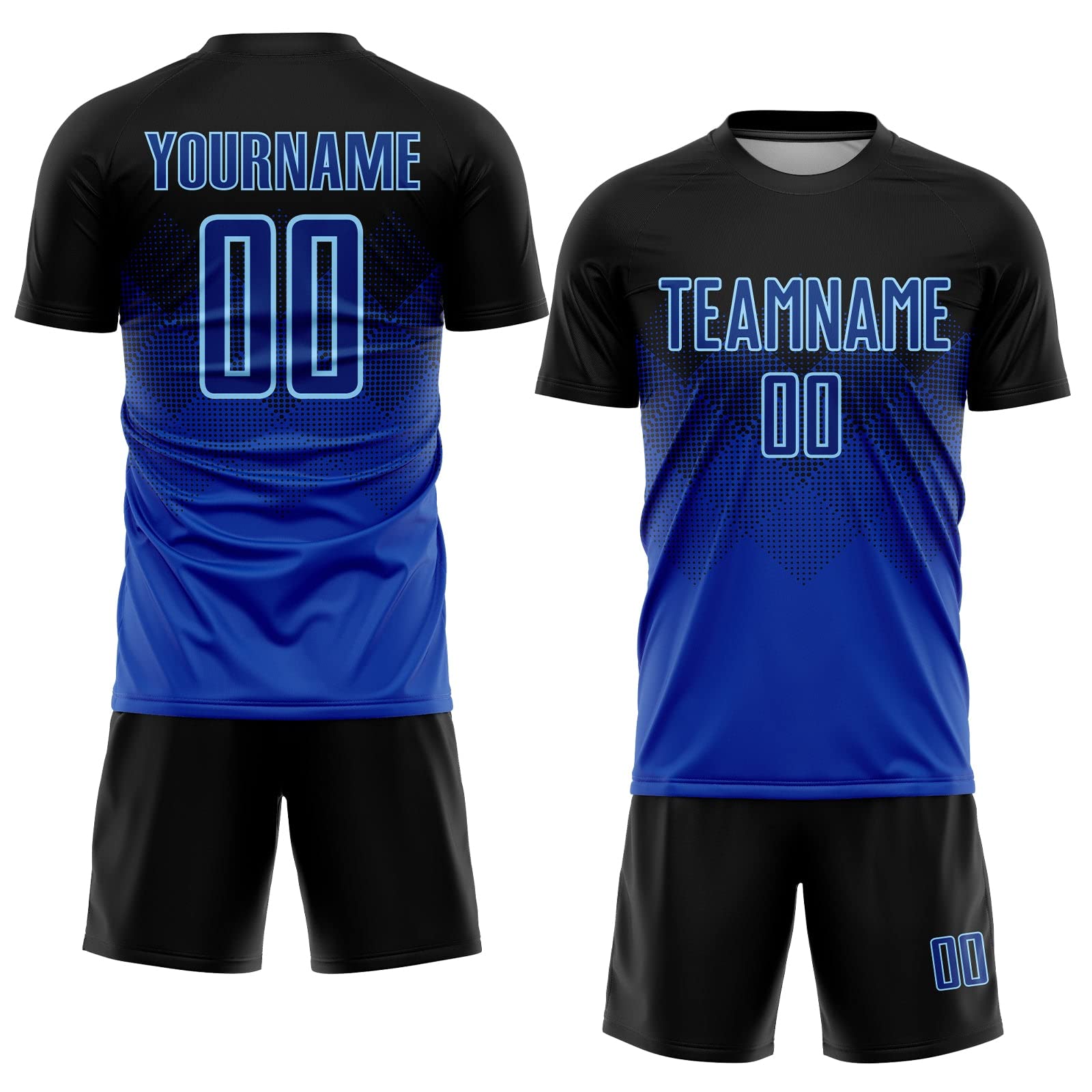 Generic Custom Soccer Jerseys for Men Women Youth Kids, Black Royal Personalized Soccer Jersey Printed Name Number Logo Mens Clothing