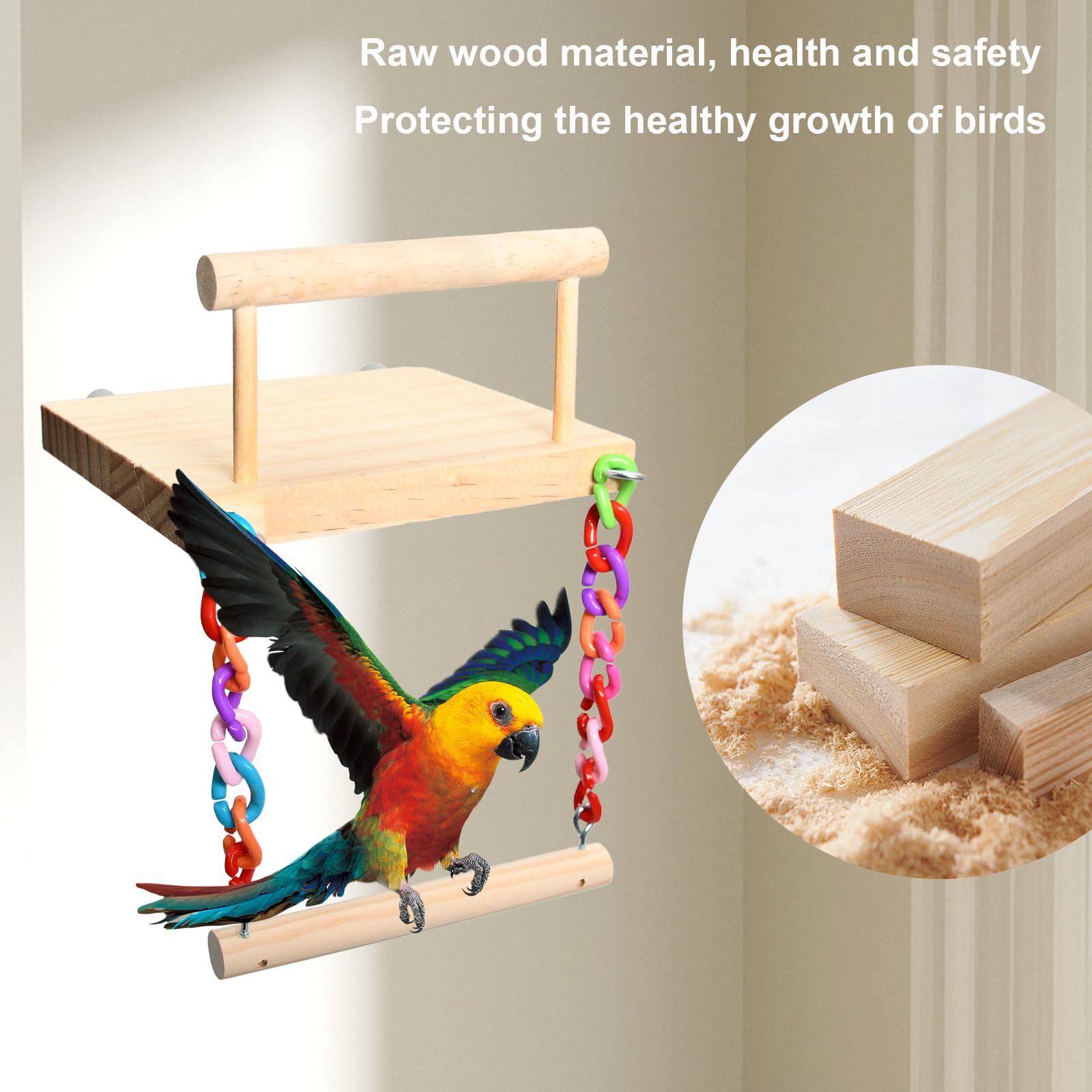 Giocattoli per uccelli per pappagalli e pappagallini - Set di scale e altalene in legno, palestra per pappagalli, altalena per animali, regali per criceti e polli