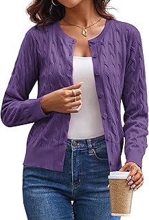 GRACE KARIN Womens Long Sleeve Button Up Cable Knit Cardigan Lightweight 2026 Crewneck Button Down Sweaters for Women Price In India