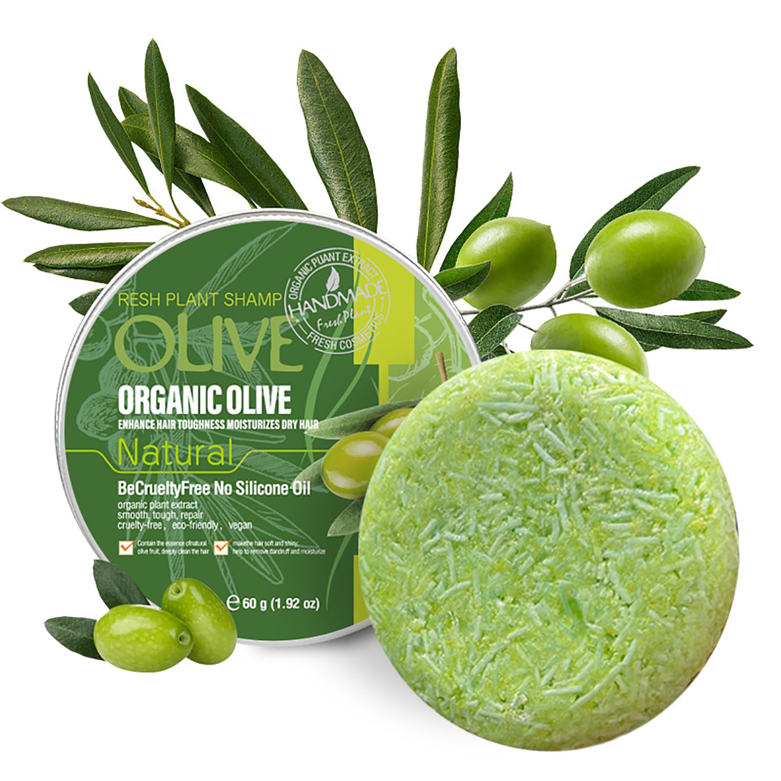 Olive Shampoo Bar for Hair,Deep Cleansing for Hair Scalp & Loss,Promotes Hair Growth, 0 Silicone Oil