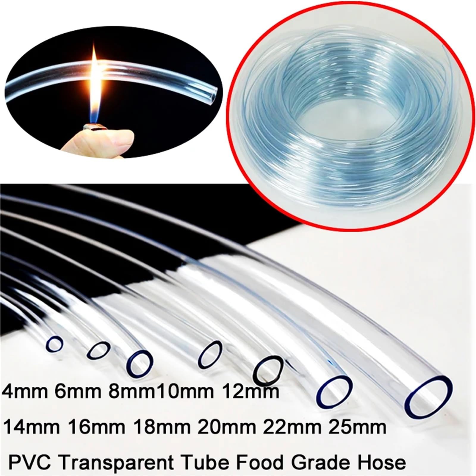 Tubo Pvc Manguera transparente de PVC 4mm, 6mm, 8mm, 10mm, 12mm - 20mm, manguera goma, bomba acuario, tubería agua plástico(Transparent 16mm X 18mm,10 meter)