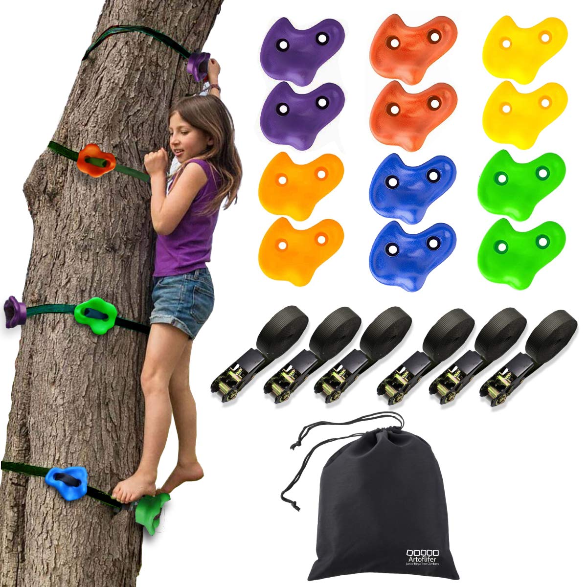Buy Artoflifer Junior Ninja Tree Climbers Climing Holds for Trees, 15