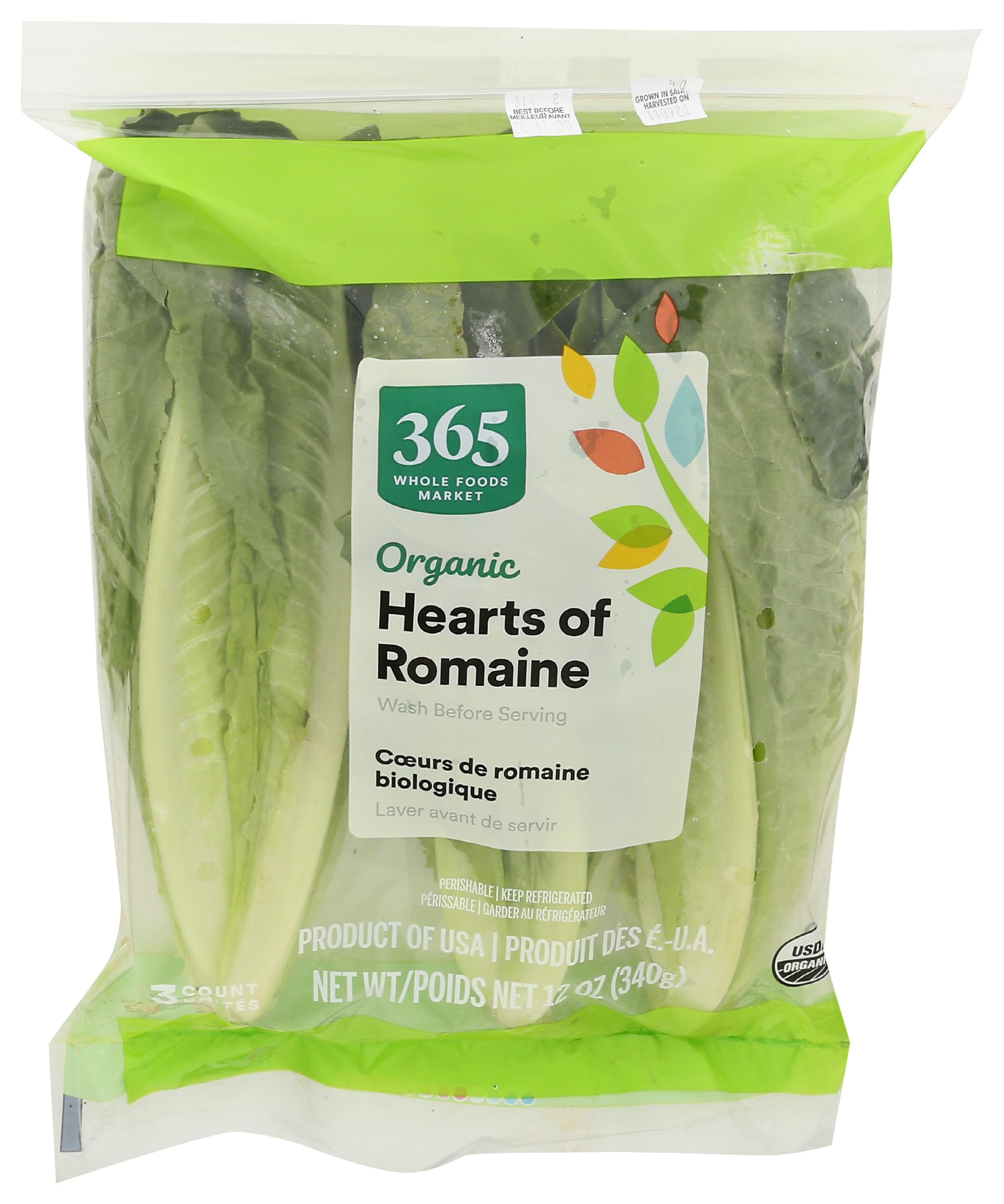 365 by Whole Foods Market, Organic Hearts of Romaine, 3ct, 12 Ounce