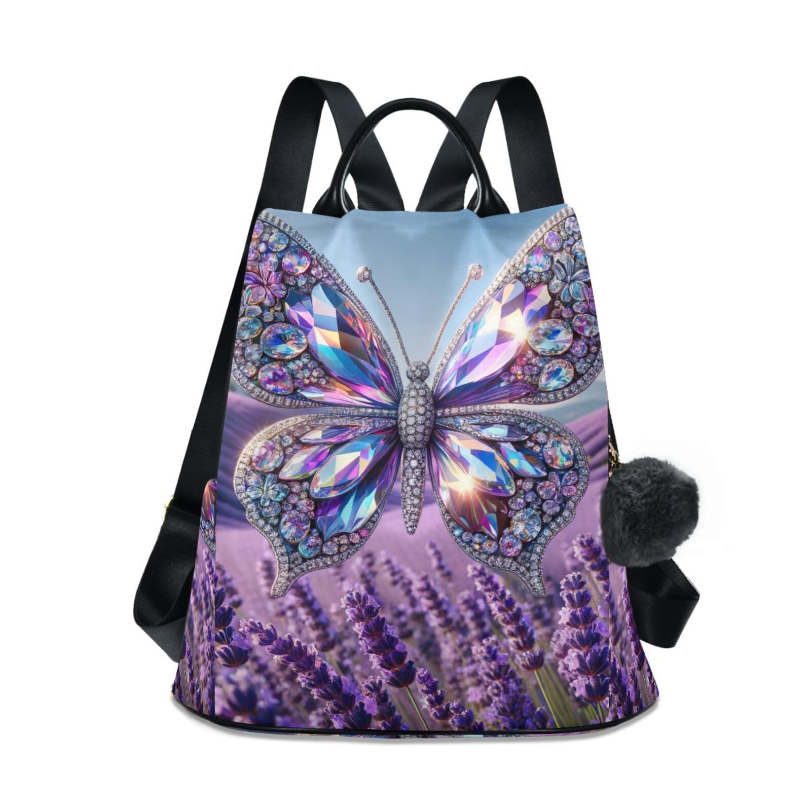 Mochila para mujer casual ligera con diseño de lavanda floral 8