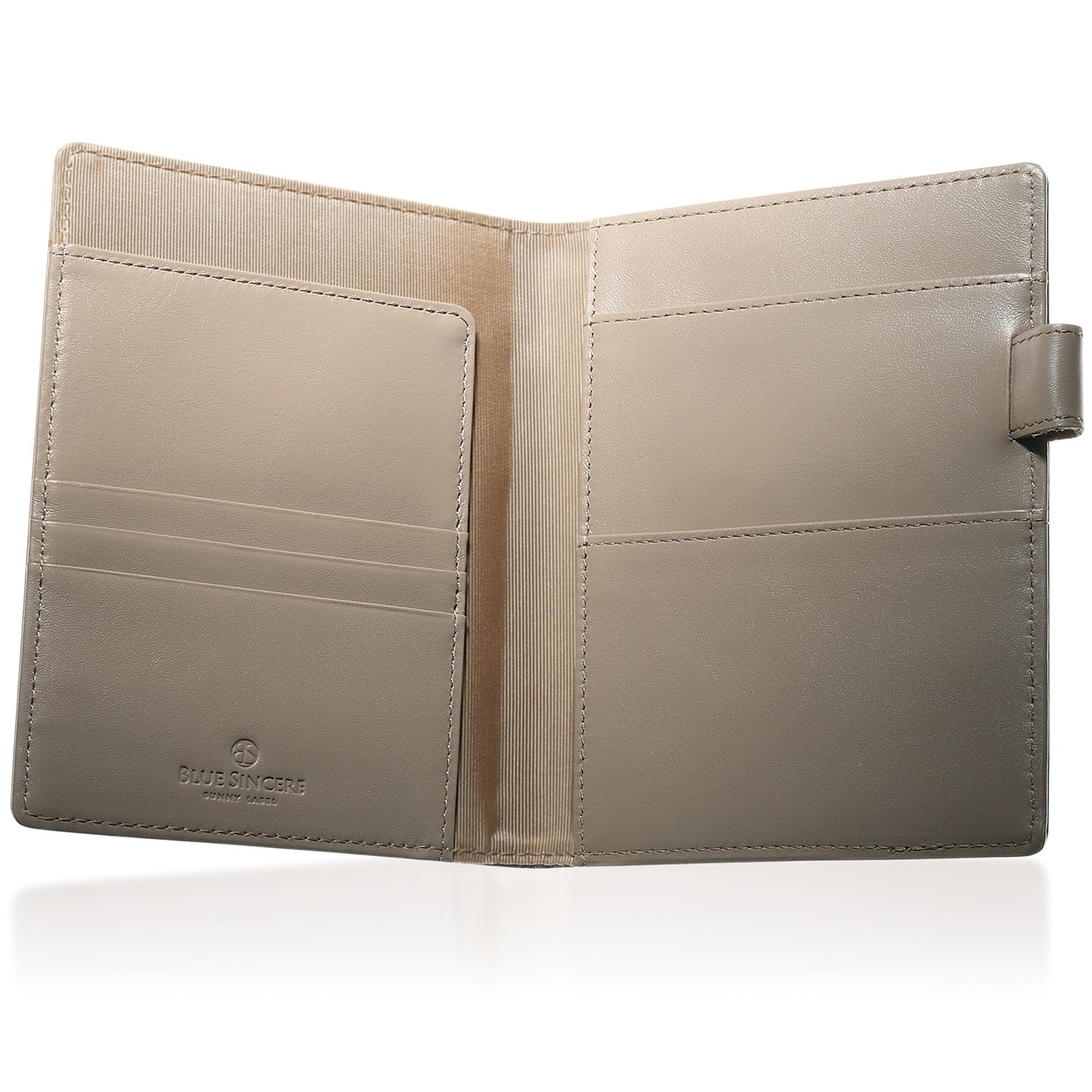 BLUE SINCERE Rodia Cover A6 Size No13 Genuine Leather Premium Leather Pen Holder Pocket Card Sticky Notes Business Card Storage Memo Case Notebook Cover / RD2, beige, (greige) : Office Products