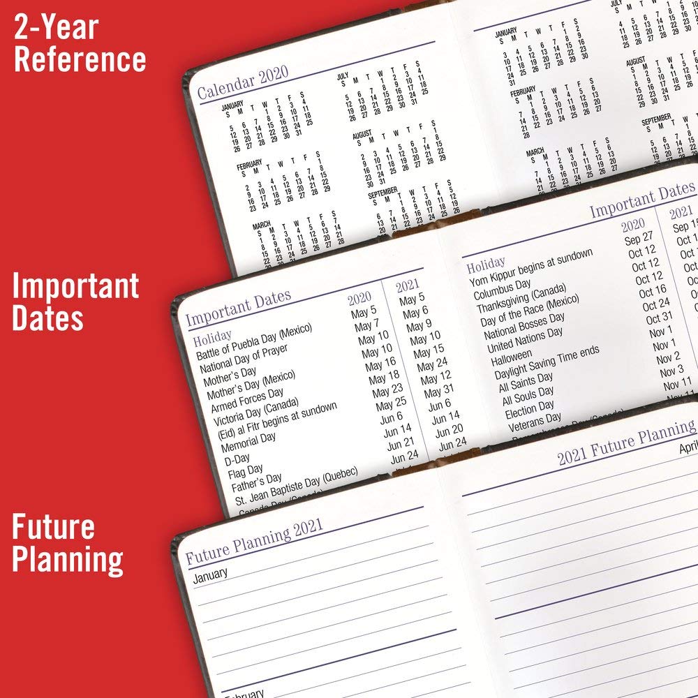 AT-A-GLANCE 2020 Agenda settimanale e mensile, 2-3/4" x 10,2 cm, tascabile, rilegatura a libro, nero (740105)