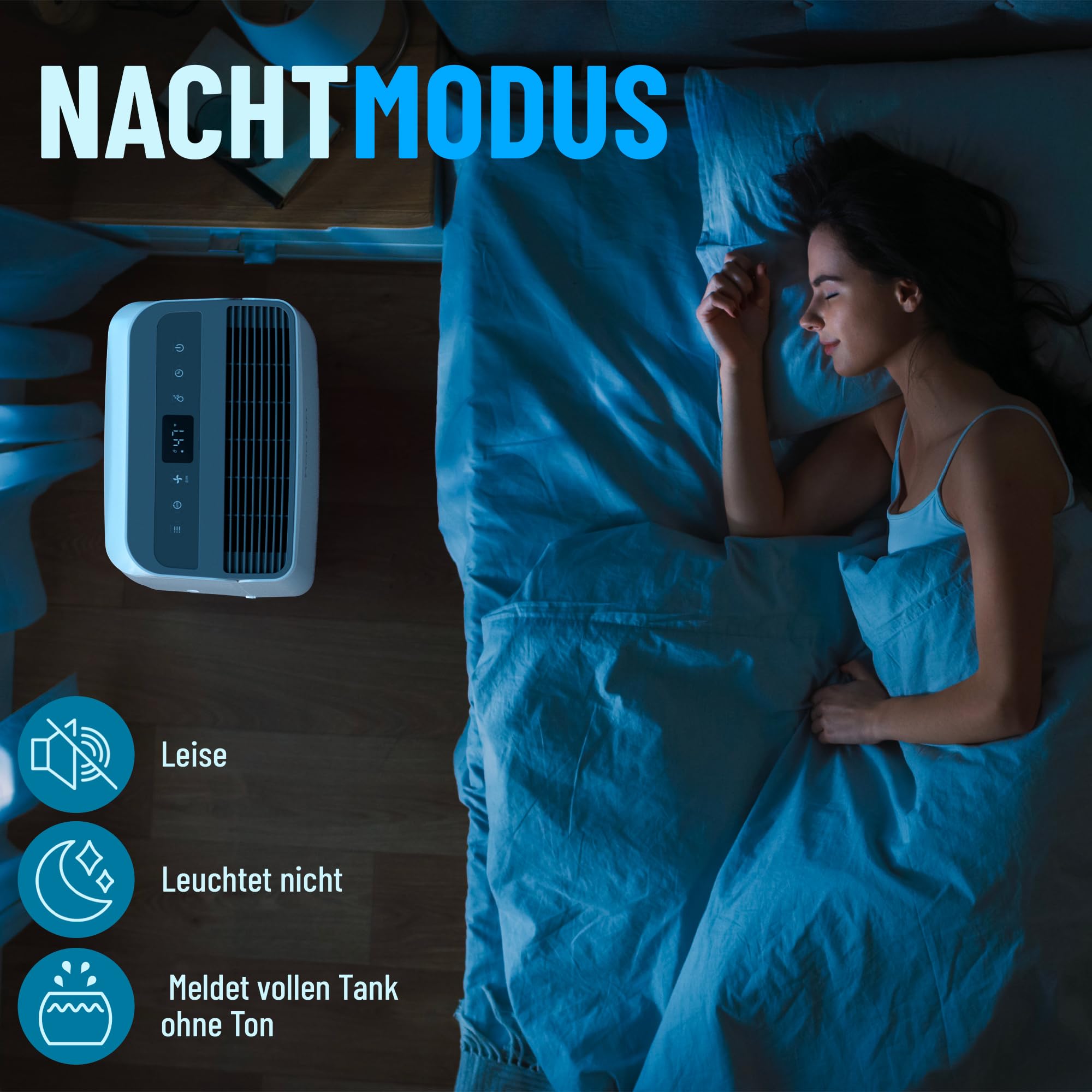 Noaton® DF 4115 WiFi HEPA Smart Luftentfeuchter und Luftreiniger, 15L/24H, 3 Jahre Garantie, 5 Modi, Leise, App, Timer, mit Ablaufschlauch, 2,2 L-Wassertank, für Raum 50 m2, Schlafmod