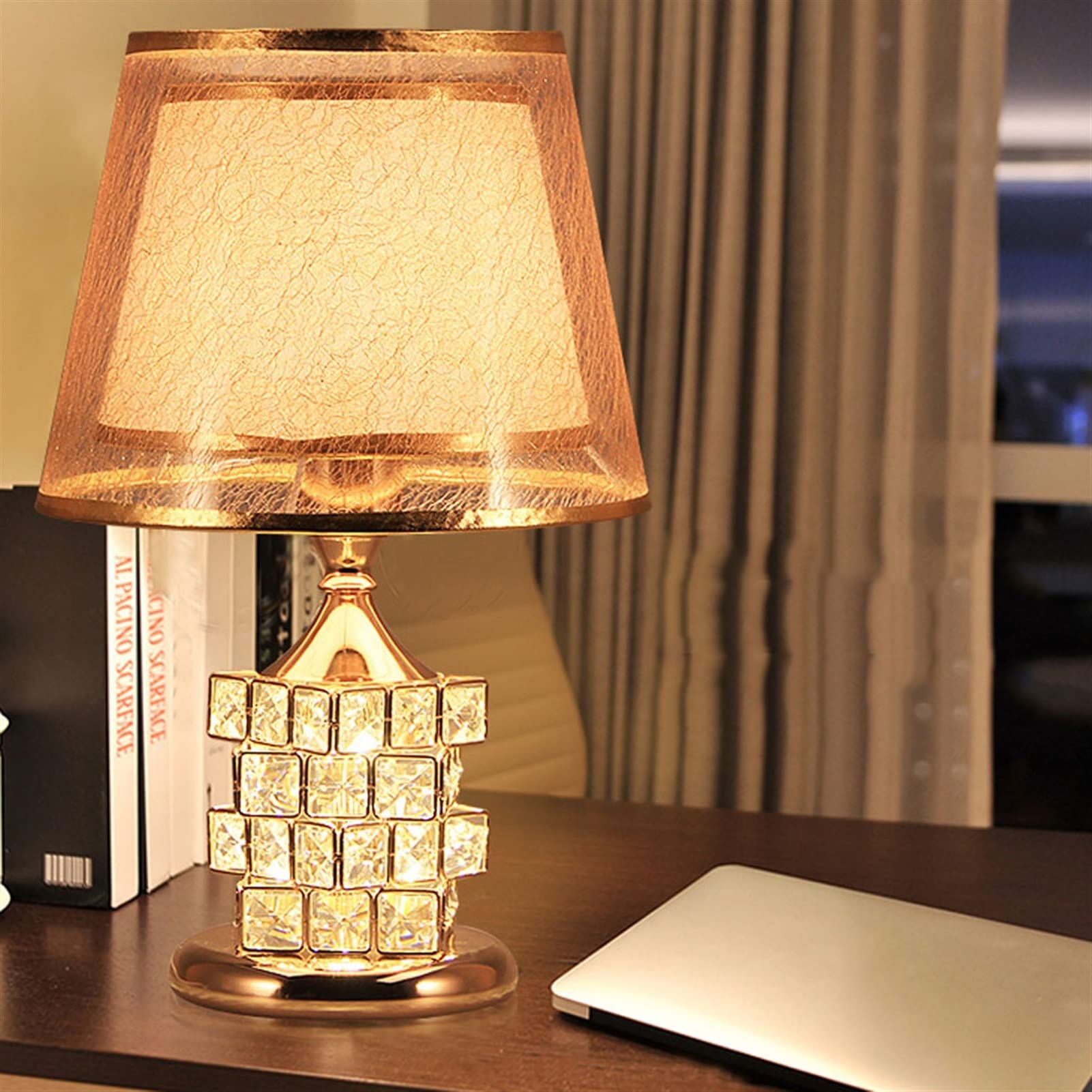 Lámpara de mesa de noche Lámpara de mesa de cristal moderna Lámpara de mesa de cristal elegante Lámpara de mesita de noche de cristal para sala de estar Habitación de niñas Juego de 2 lámparas de